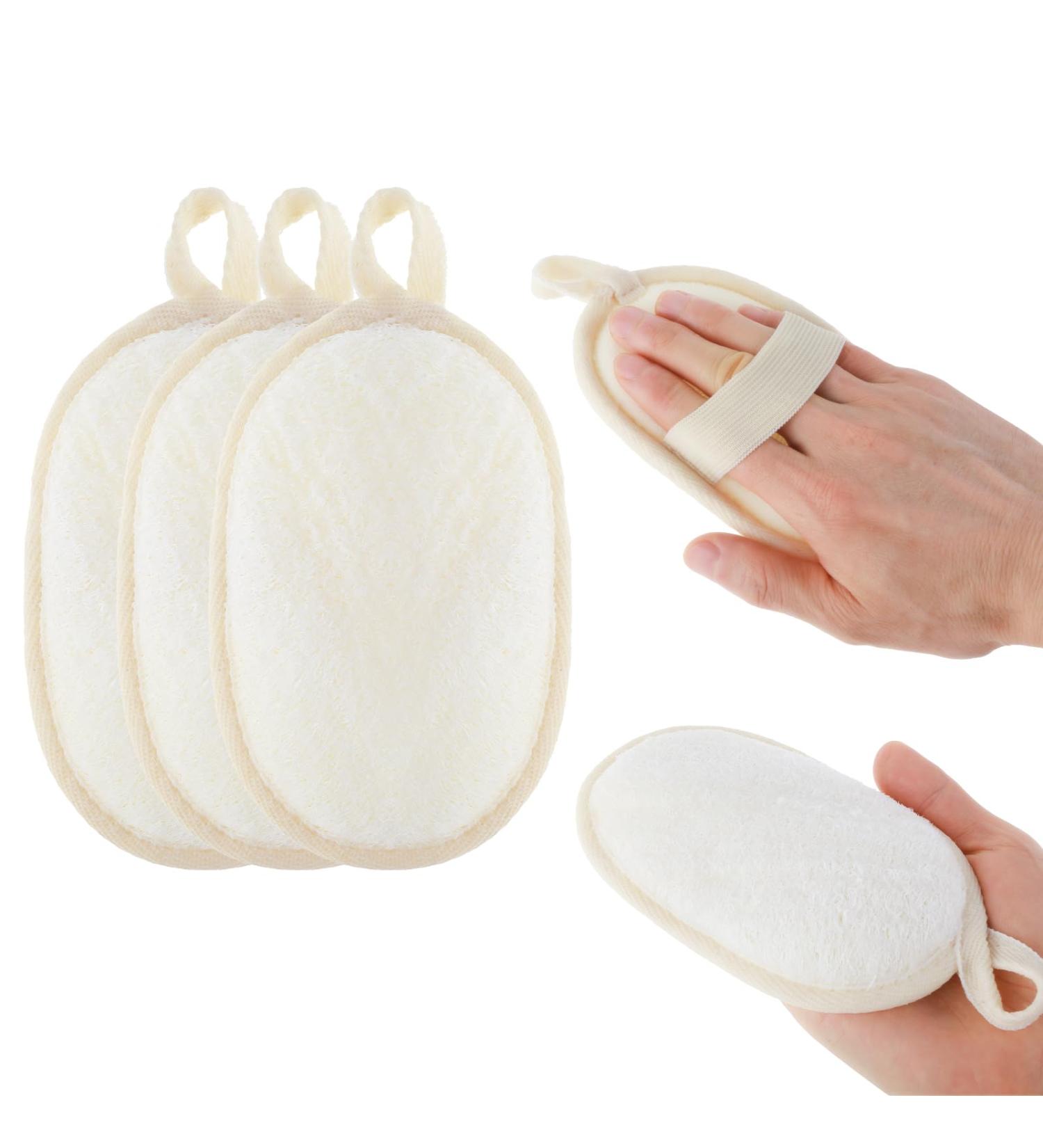 Exfoliating Loofah Sponge Pads - 3 Pcs Natural Body & Facial Scrubber for Men & Women | Deep Cleaning Soft Luffa for Dry Skin | International Shipping Available - Buy Online on GoSupps.com