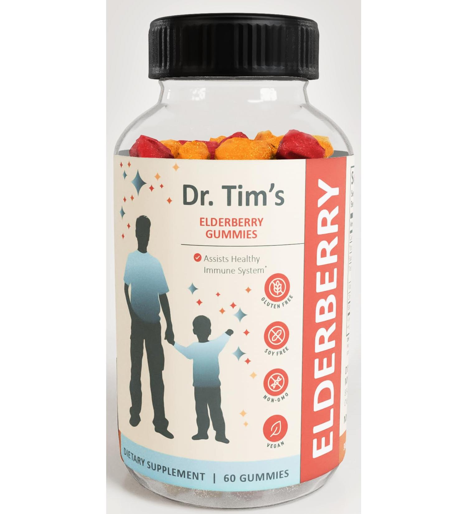 Gottohavit Dr. Tim's Elderberry Gummies for Kids Immune Support Vitamin C Zinc Non-GMO Gluten-Free