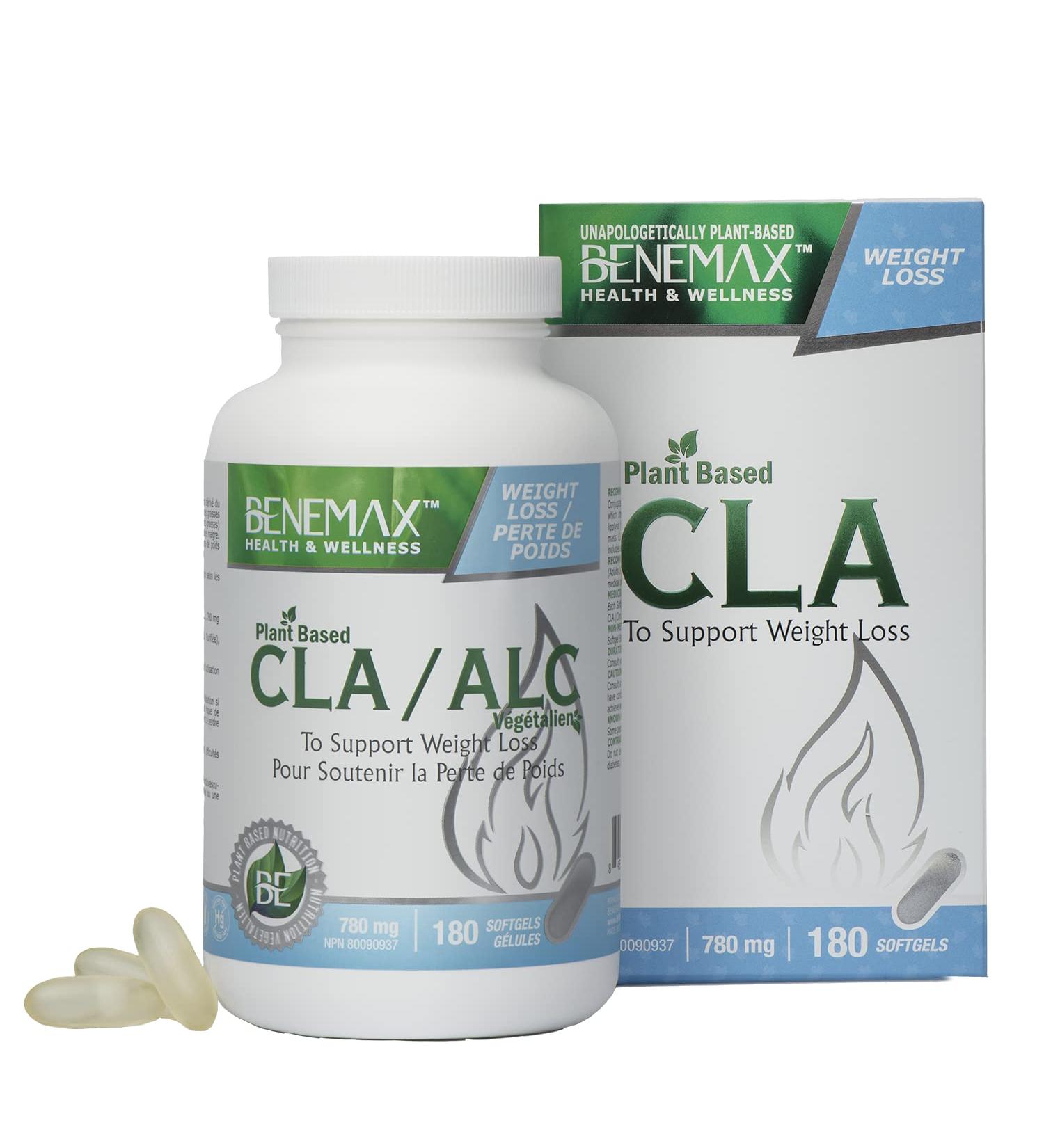 Benemax CLA High Potency - 80%. Supports Healthy Weight Management Lean Muscle Mass Non-Stimulating Conjugated Linoleic Acid. 100% Plant Based & Vegan - Outer Softgel Made of Tapioca vs Other Brands that Use Carrageenan or Gelatin. 180 softgels - Buy Online on GoSupps.com