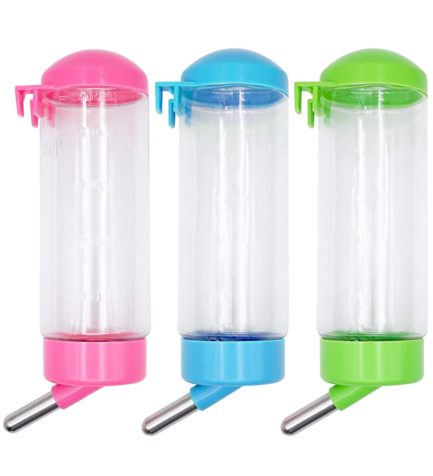 BREUAILY 3Pcs Animal Drinking Bottle 500ml Plastic Guinea Pig Water Bottle Non Drip Hanging Hamster Automatic Water Feeder for Rabbit Guinea Pig Gerbil Chinchillas (Random Color) - Buy Online on GoSupps.com