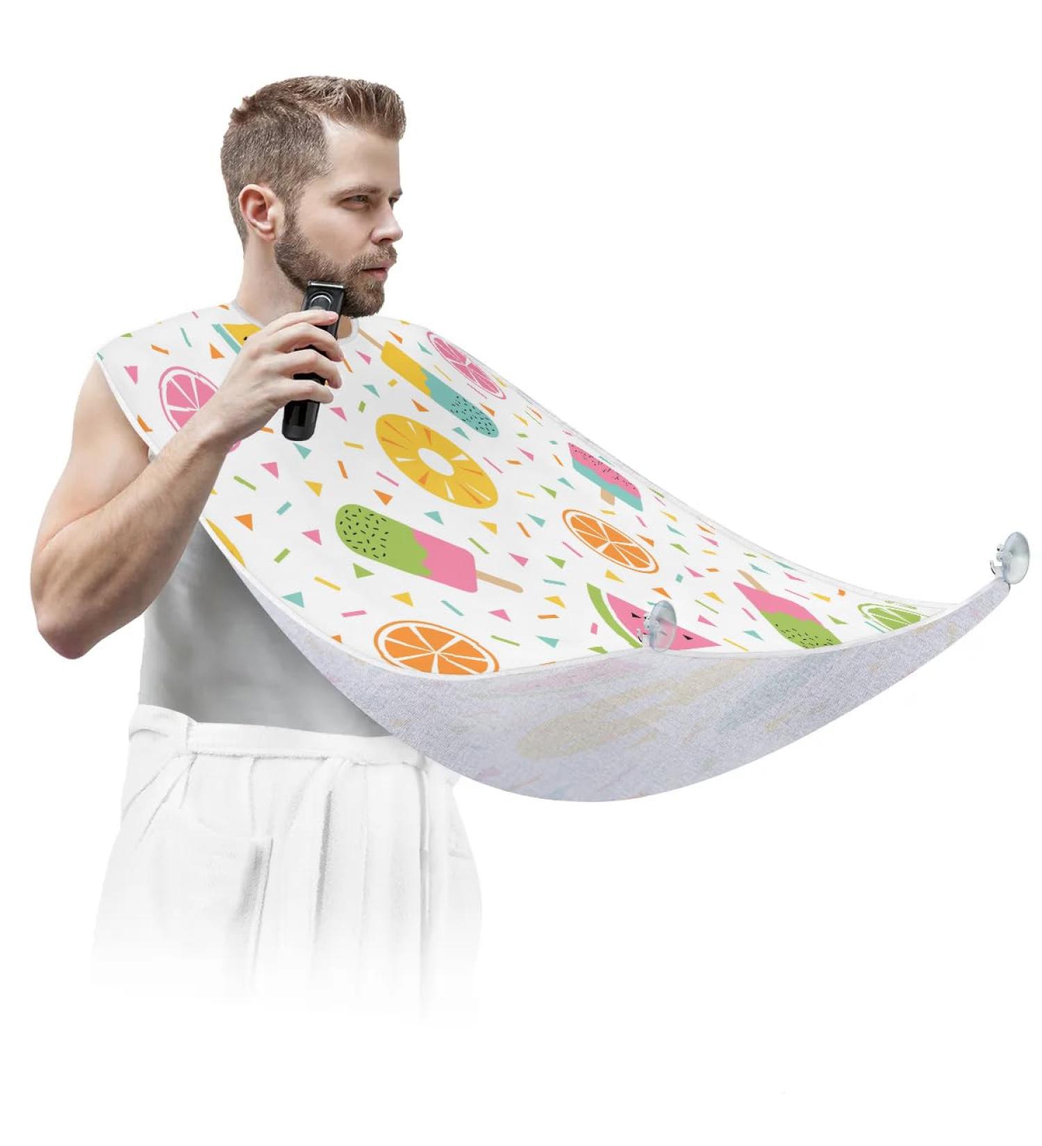 Beard Bib Apron for Men | Waterproof Hair Catcher & Grooming Cape - Watermelon Lemon Ice Cream Design - Buy Online on GoSupps.com