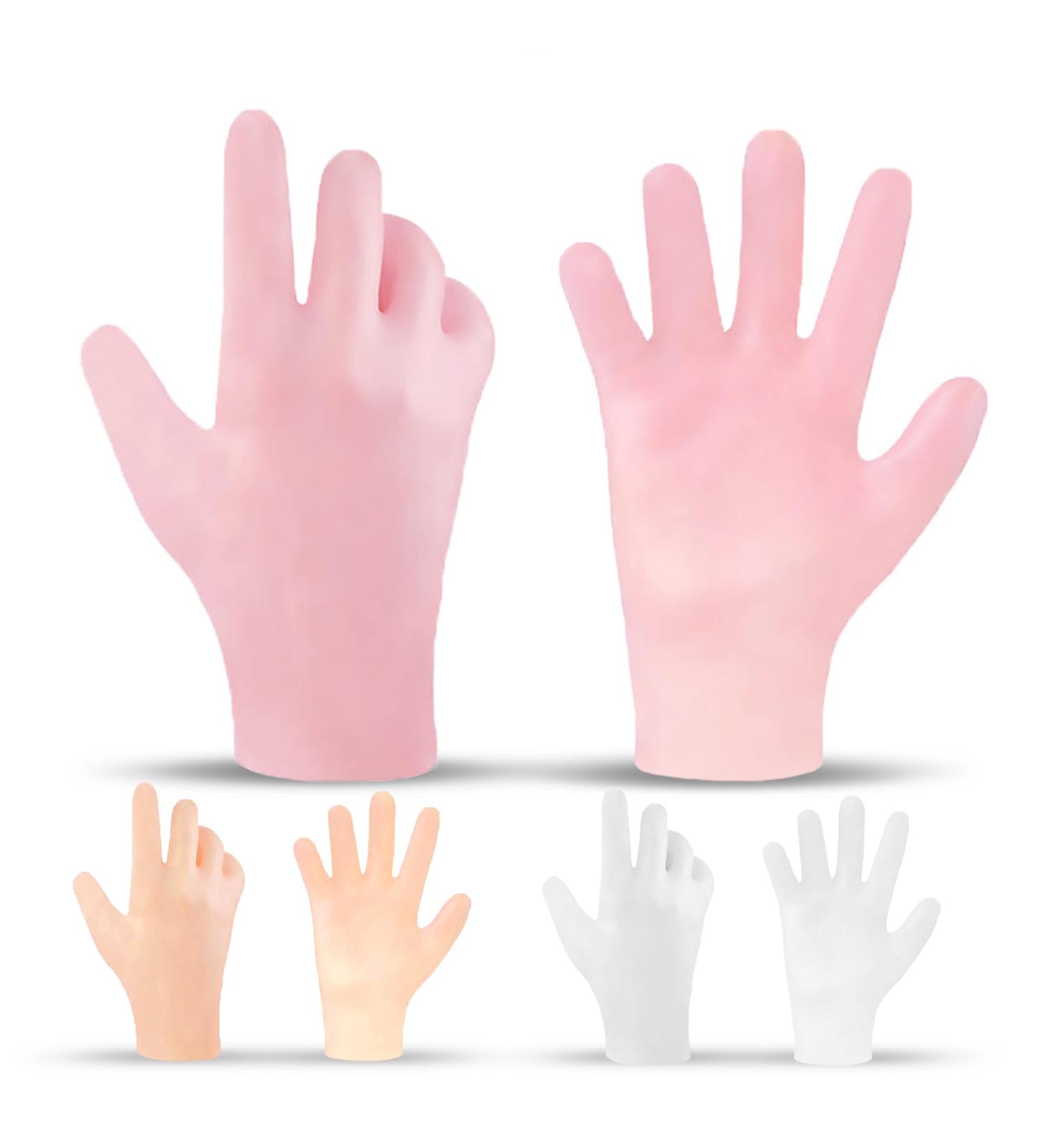 Moisturizing Silicone Spa Gel Gloves for Dry Hands | Reusable Sleeping Gloves - 3 Pairs in Pink Yellow White - Buy Online on GoSupps.com