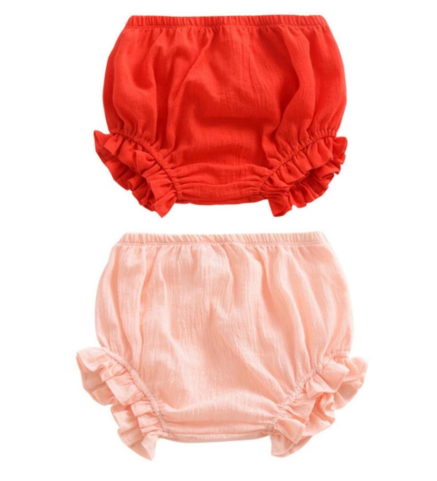 AYIYO Unisex Toddler Diaper Cover 2Pcs Set - Linen Bloomer Shorts for Newborn Baby Girls Boys (3-9 Months) in Red+Pink - Buy Online on GoSupps.com