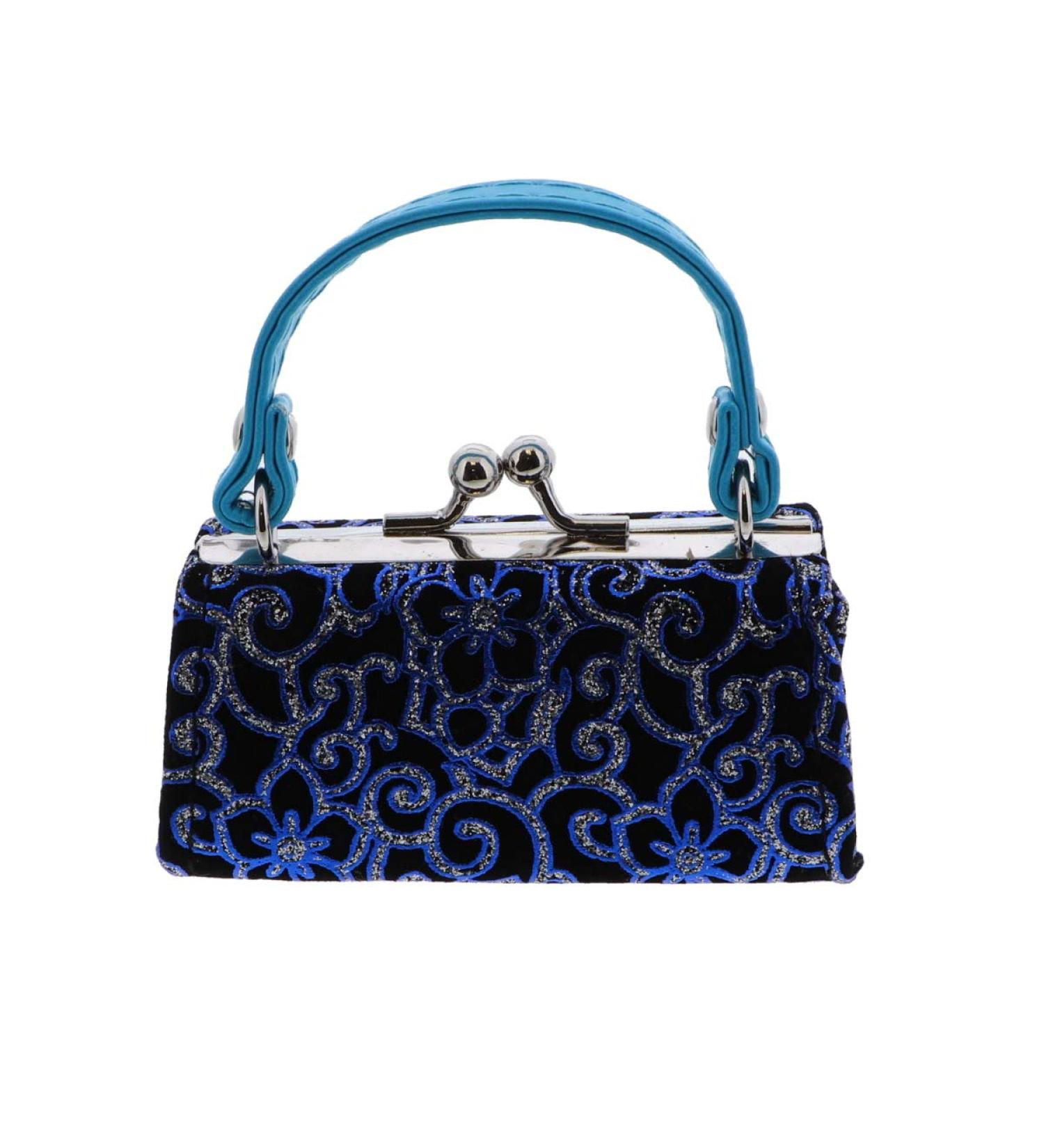 Glitter Flower Lipstick Case with Handle Mahjong Purse - Blue | Stylish and Functional Accessories - Buy Online on GoSupps.com