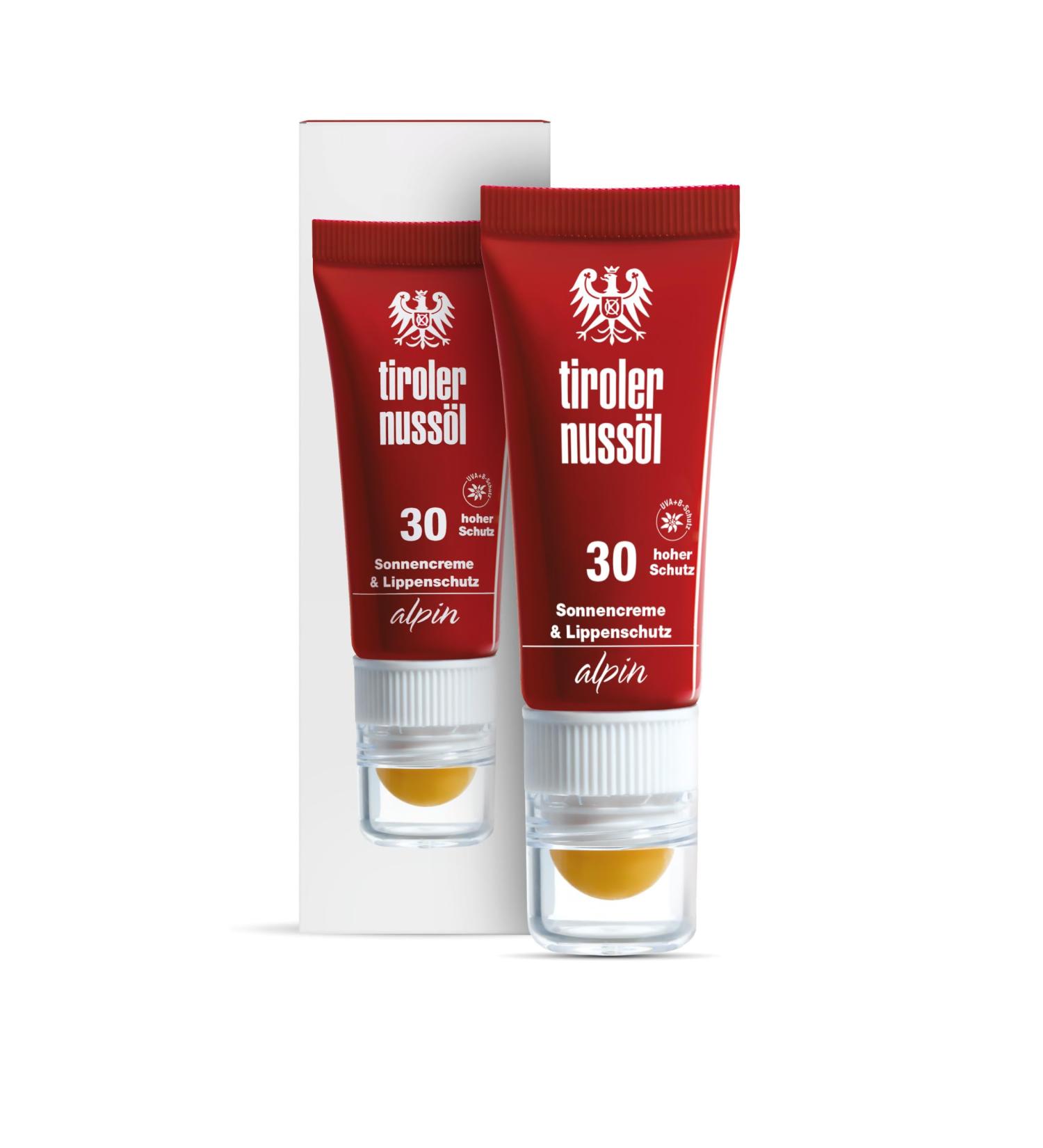 Tyrolean Nut Oil Alpine Sun Cream & Lip Balm 30/30 - Natural Sun Protection & Moisturizing Care | International Shipping Available - Buy Online on GoSupps.com