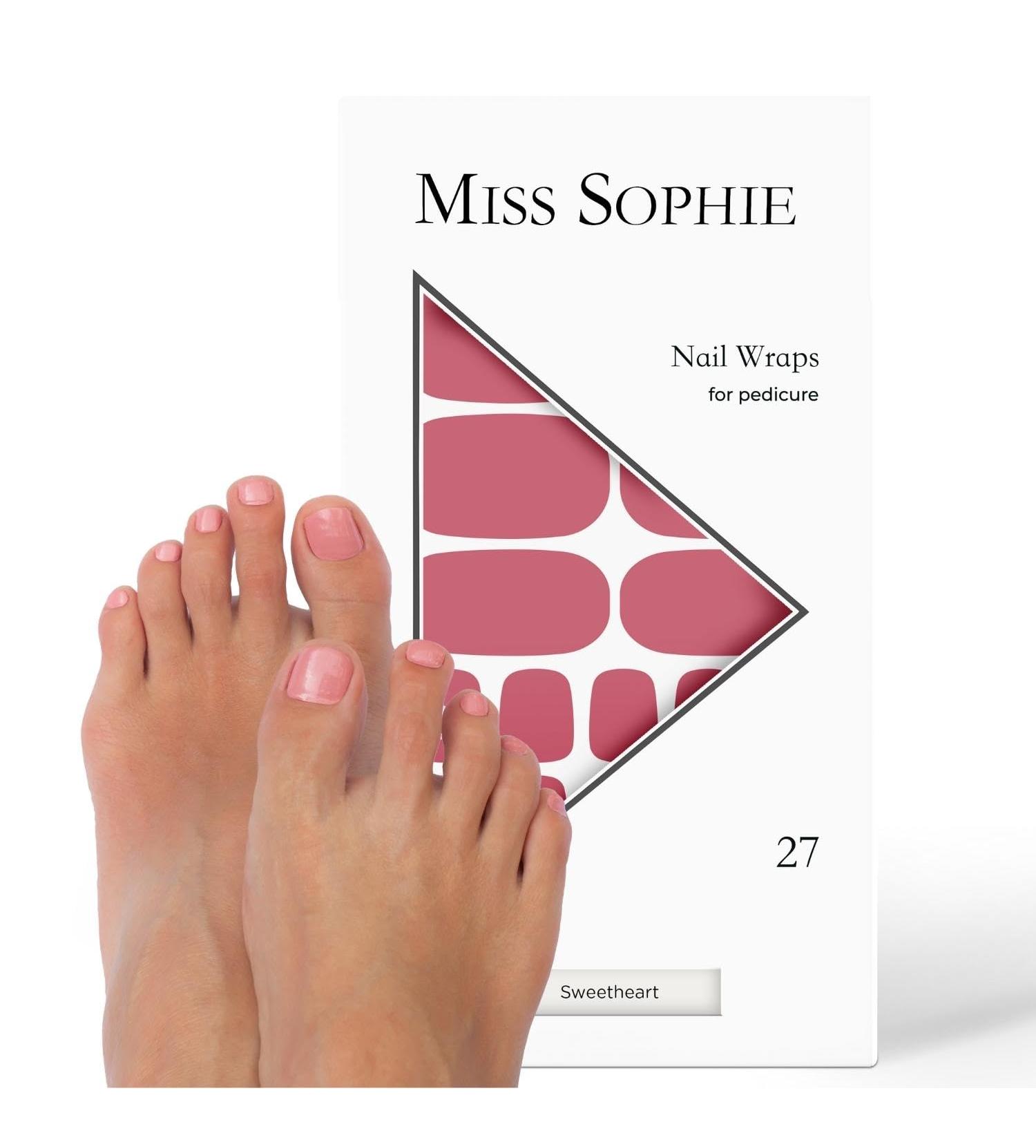 Original Miss Sophie Pedi Wraps | Sweetheart Pedicure | 27 Ultra-Thin Nail Strips in Pink | Perfect for Toenails on Natural Acrylic Gel & Shellac Nails - Buy Online on GoSupps.com