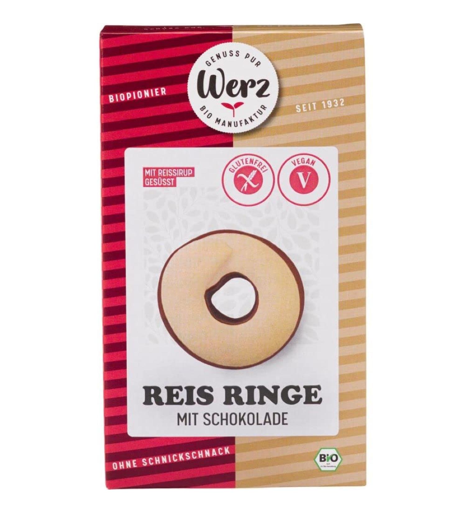 Werz WERZ Rice Rings with Chocolate Glaze Whole Grain Biscuits Gluten-Free 110g