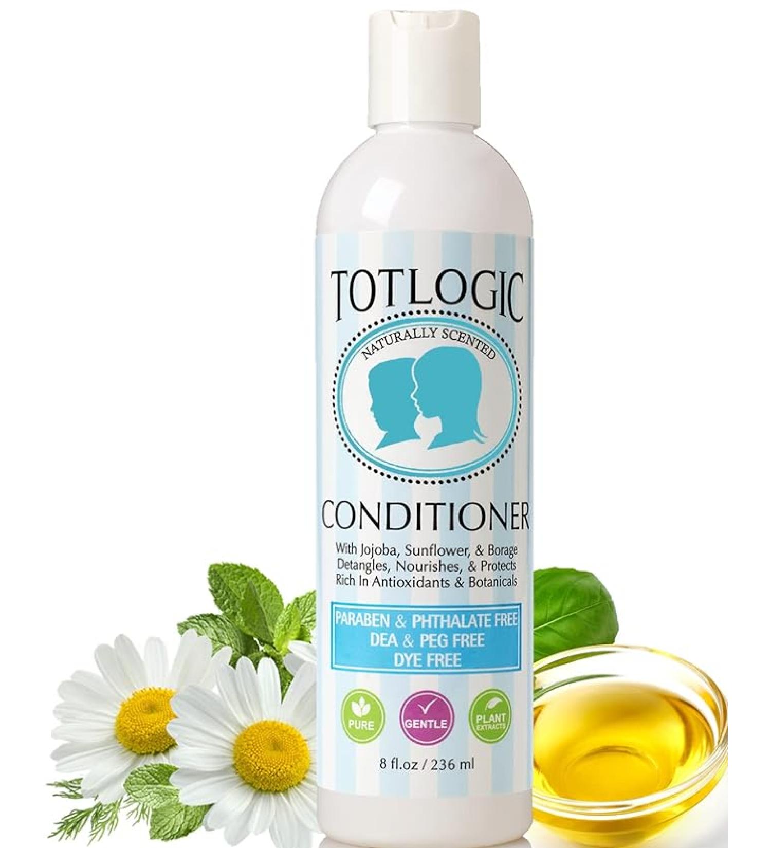 TotLogic Natural Kids and Baby Safe Conditioner - 8 oz Original Scent - Sulfate and Paraben Free Non-Toxic Formula Nourishes and Detangles - Buy Online on GoSupps.com