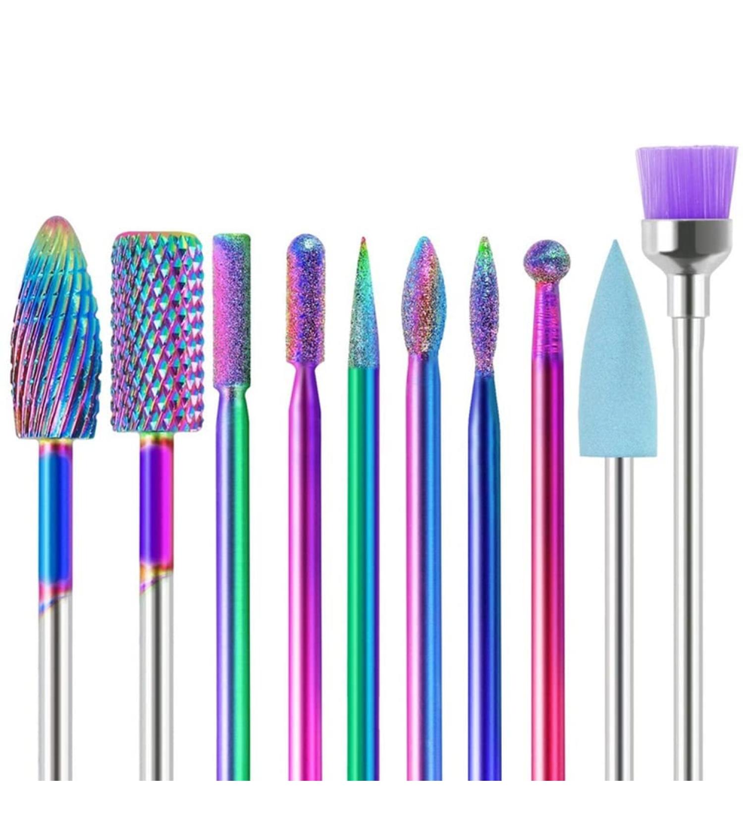 10 Pieces Nail Mill Bits Professional Remove Gel Cuticle Diamond Tungsten Carbide Nail Drill Tools Cuticle Remover Bits Cuticle Manicure Nail Polishing Tools Kit for Manicure Pedicure - Buy Online on GoSupps.com