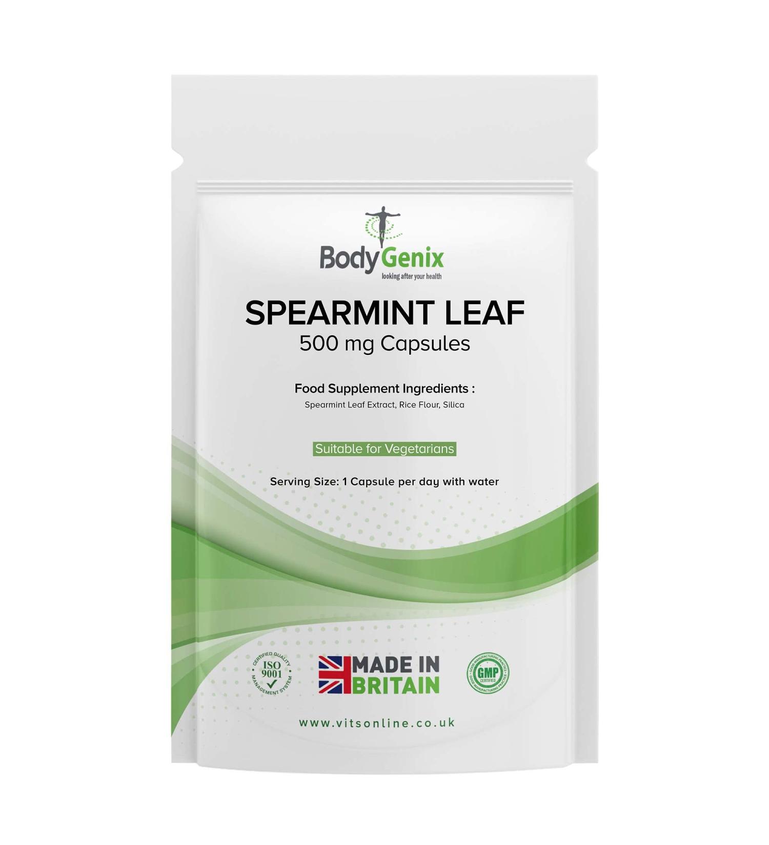 Bodygenix Spearmint Leaf Veg Capsules - 60 Capsules, UK Made Supplement for 2 Months - Buy Online on GoSupps.com