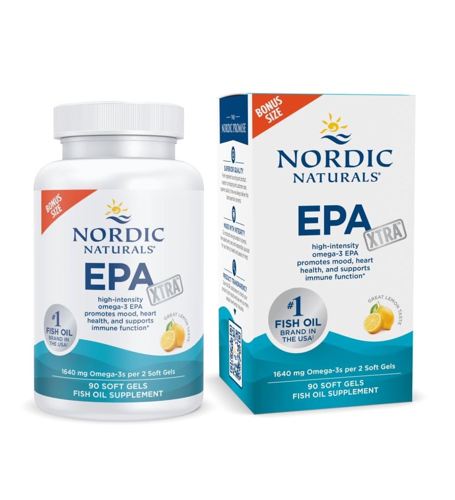 Nordic Naturals EPA Xtra Lemon - 90 Soft Gels - 1640 mg Omega-3 - High-Intensity EPA Formula for Positive Mood Heart Health & Healthy Immunity - Non-GMO - 45 Servings EPA Xtra 90 Count (Pack of 1) - Buy Online on GoSupps.com