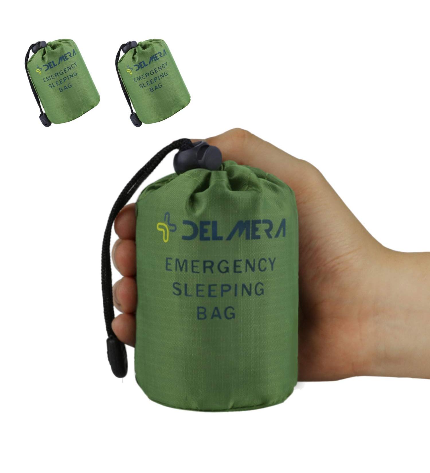 Delmera Emergency Sleeping Bag - Lightweight Waterproof Thermal Survival Gear for Outdoor Adventure - 2 Pack (Orange/Green) - Buy Online on GoSupps.com