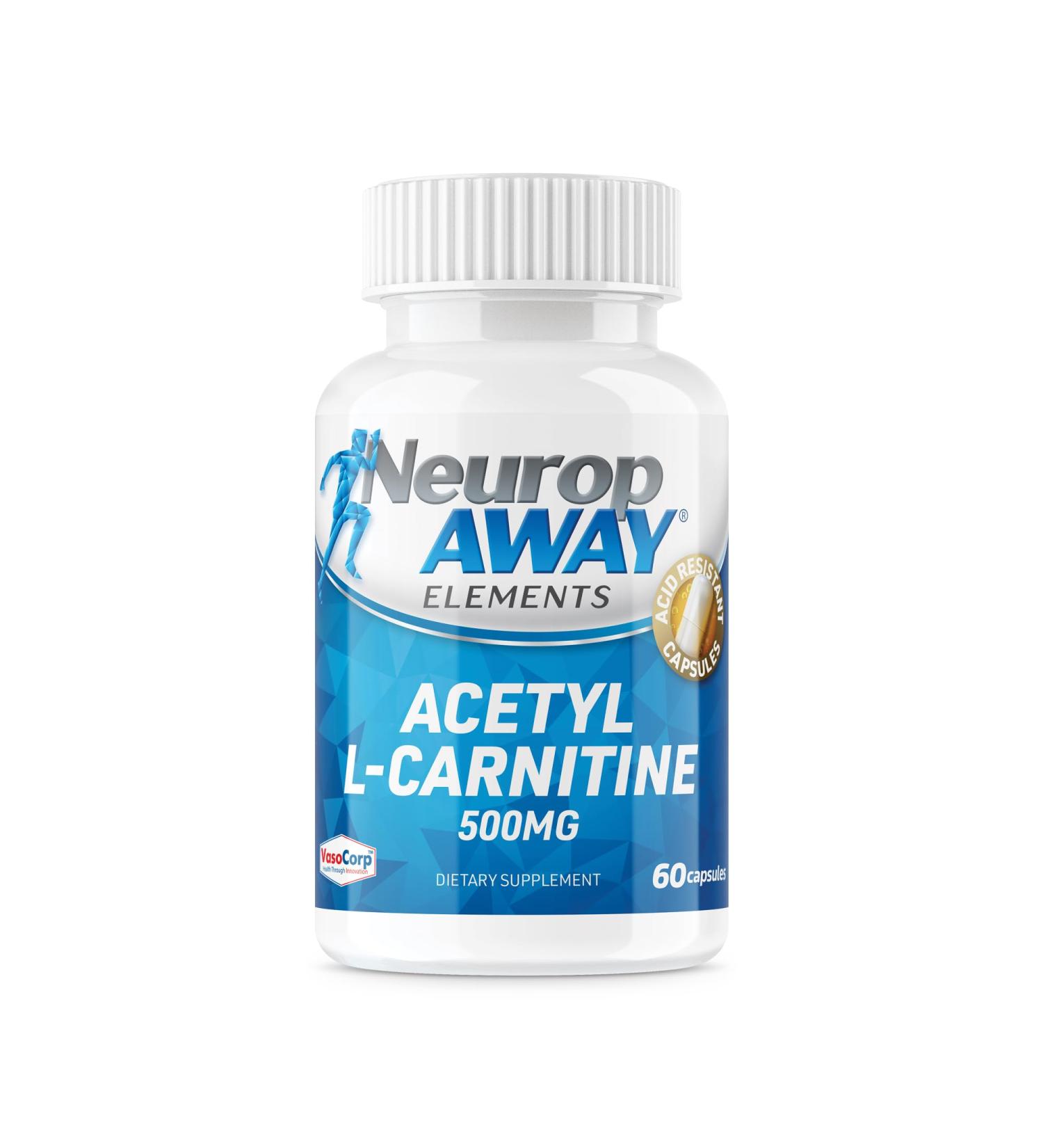 NeuropAWAY Elements Acetyl L-Carnitine 500mg 60ct Capsules (60 500mg Capsules Per Bottle) Veggie Caps Third Party Tested Made in USA - Buy Online on GoSupps.com