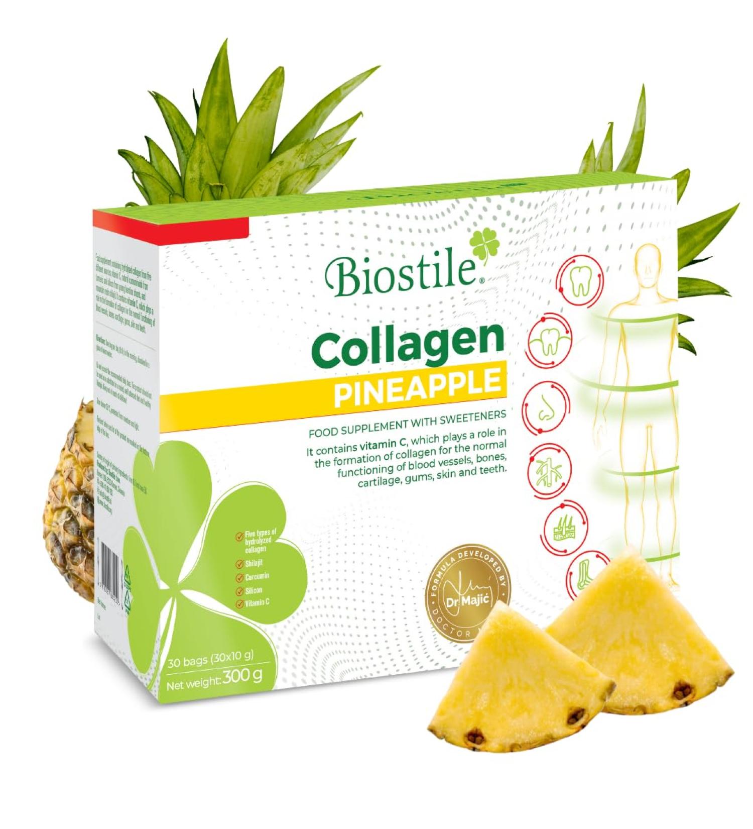 Collagen Pineapple - 30 sachets avec 5 sources de collag ne hydrolys vitamine C curcumine et shilajit pour peau articulations et os - Buy Online on GoSupps.com