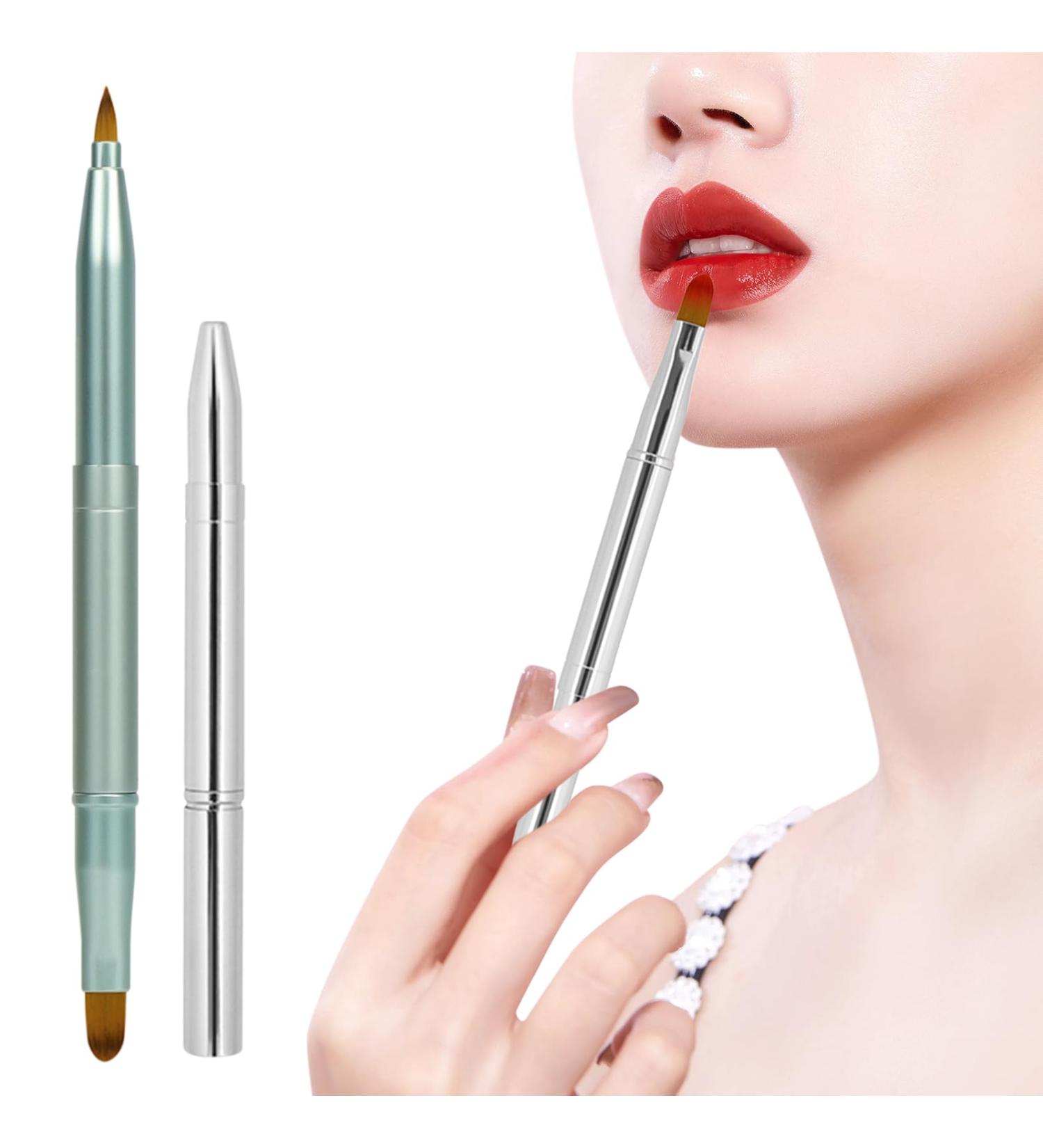 Buy Songaa Retractable Lip Brush - 2 Pack Dual-Ended Lip Applicator for Lipstick Lip Gloss & Liner - Stylish Silver & Green Design - Buy Online on GoSupps.com