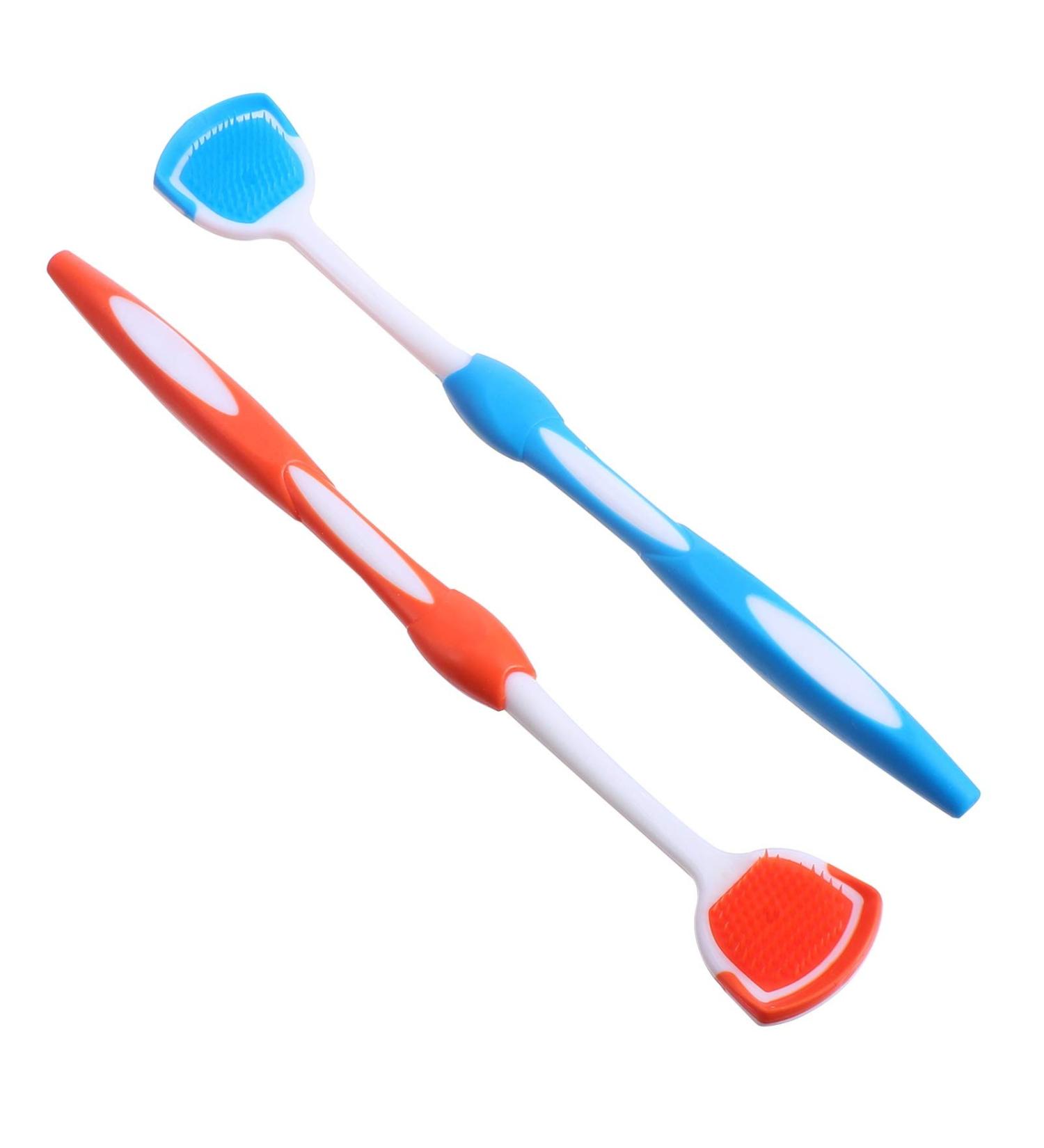 Kalafina 2ST Tongue Cleaning Brush & Metal Spatula - Effective Adult Tongue Scraper for Fresh Breath | Blue 19.5x3x0.6cm - Buy Online on GoSupps.com