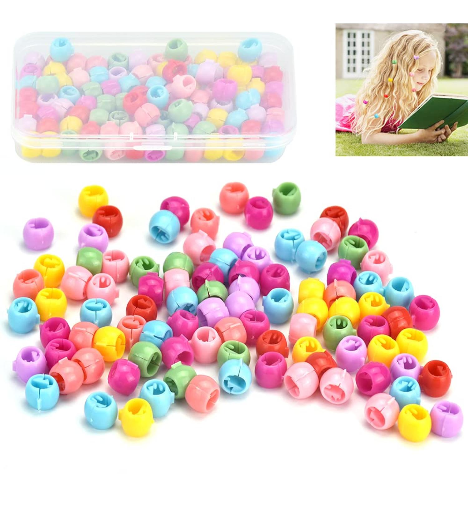 100 Mini Hair Clips - Colorful Pearl Hair Clips for Women & Girls | Plastic Hair Clamps & Needles in Box - Buy Online on GoSupps.com