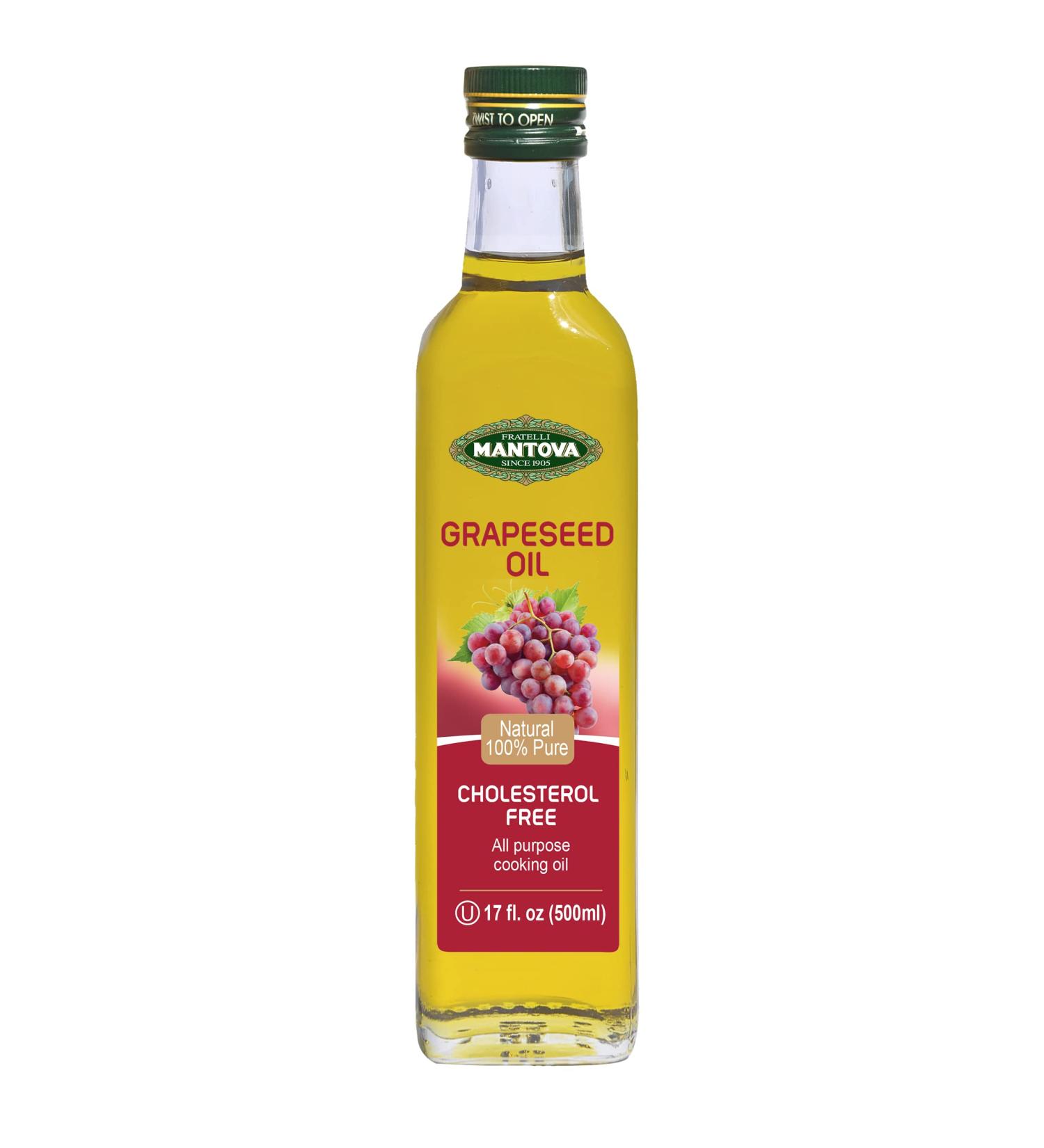 Mantova Grapeseed Oil 17 oz (Pack of 2) - Antioxidant-Rich and Cholesterol-Lowering - Buy Online on GoSupps.com