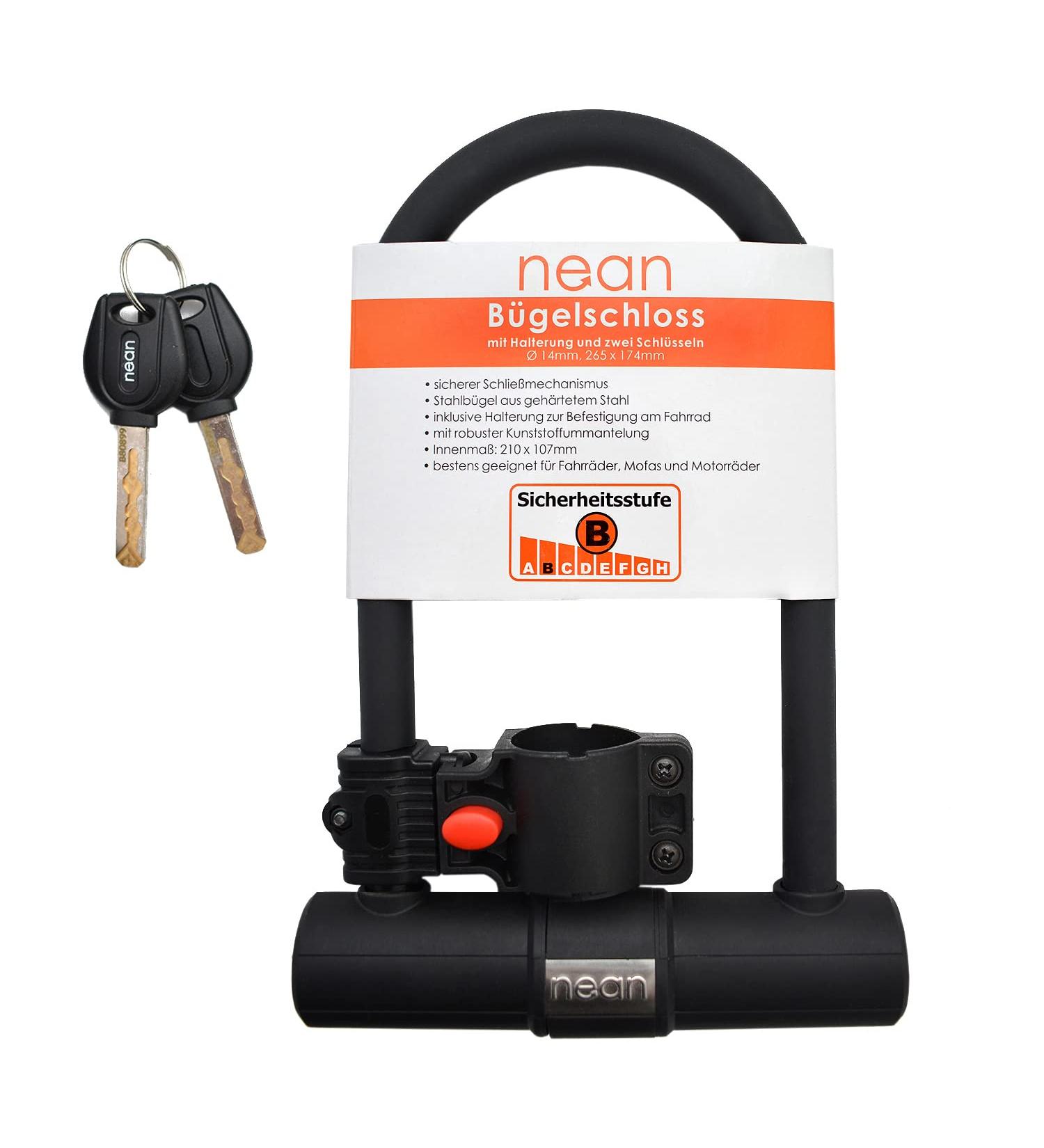 Buy nean Premium U-Lock Bicycle Lock - 14mm 265x173.5mm Black - Includes Bracket & 2 Security Keys for Ultimate Protection - International Shipping Available - Buy Online on GoSupps.com