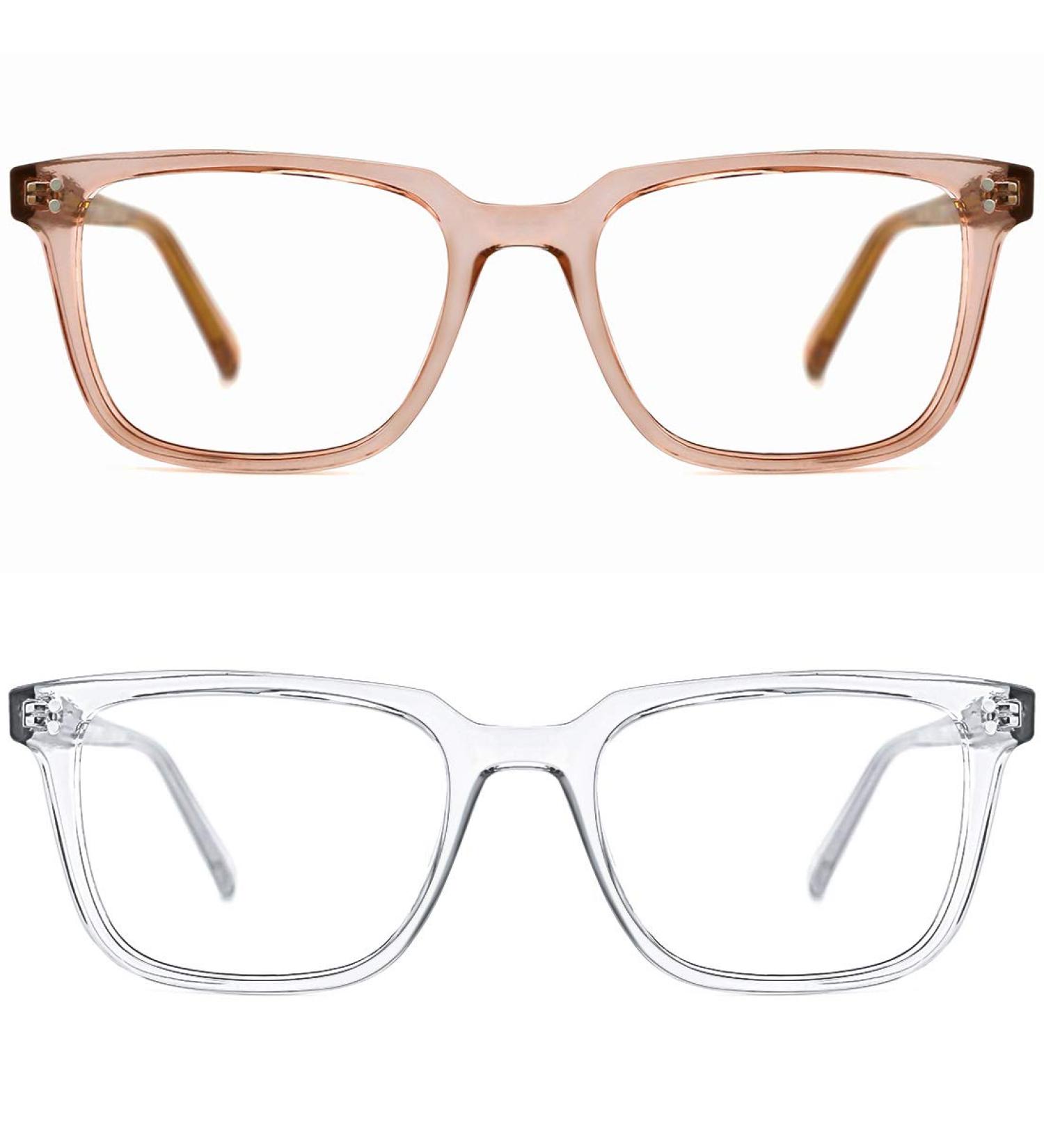 TIJN Blue Light Filter Computer Glasses | Retro Eyeglasses for Women Men | Champagne Gold + Transparent - Buy Online on GoSupps.com