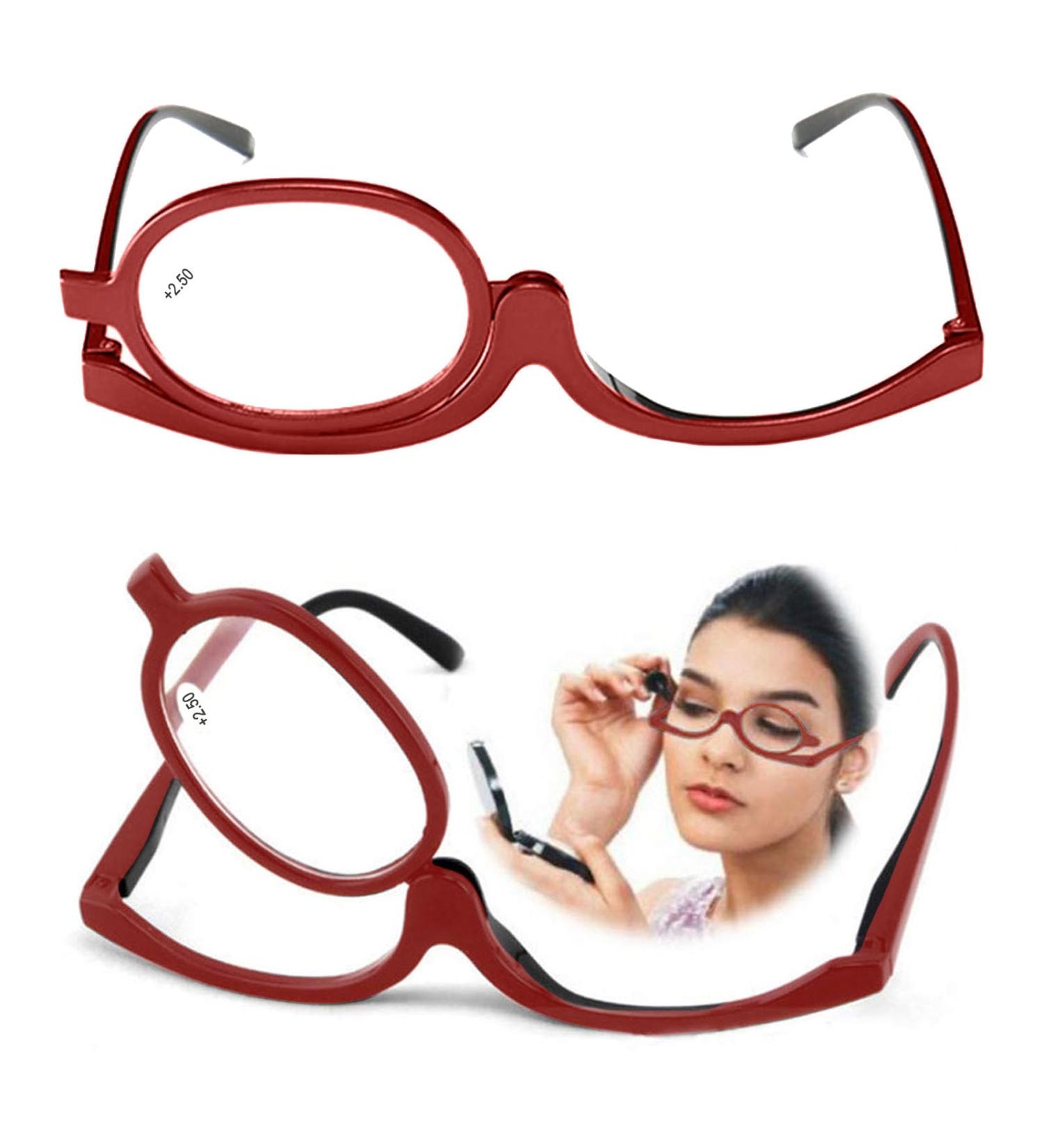 Foldable Makeup Reading Glasses for Women - +2.5 Red Presbyopia Visual Aid - Buy Online on GoSupps.com