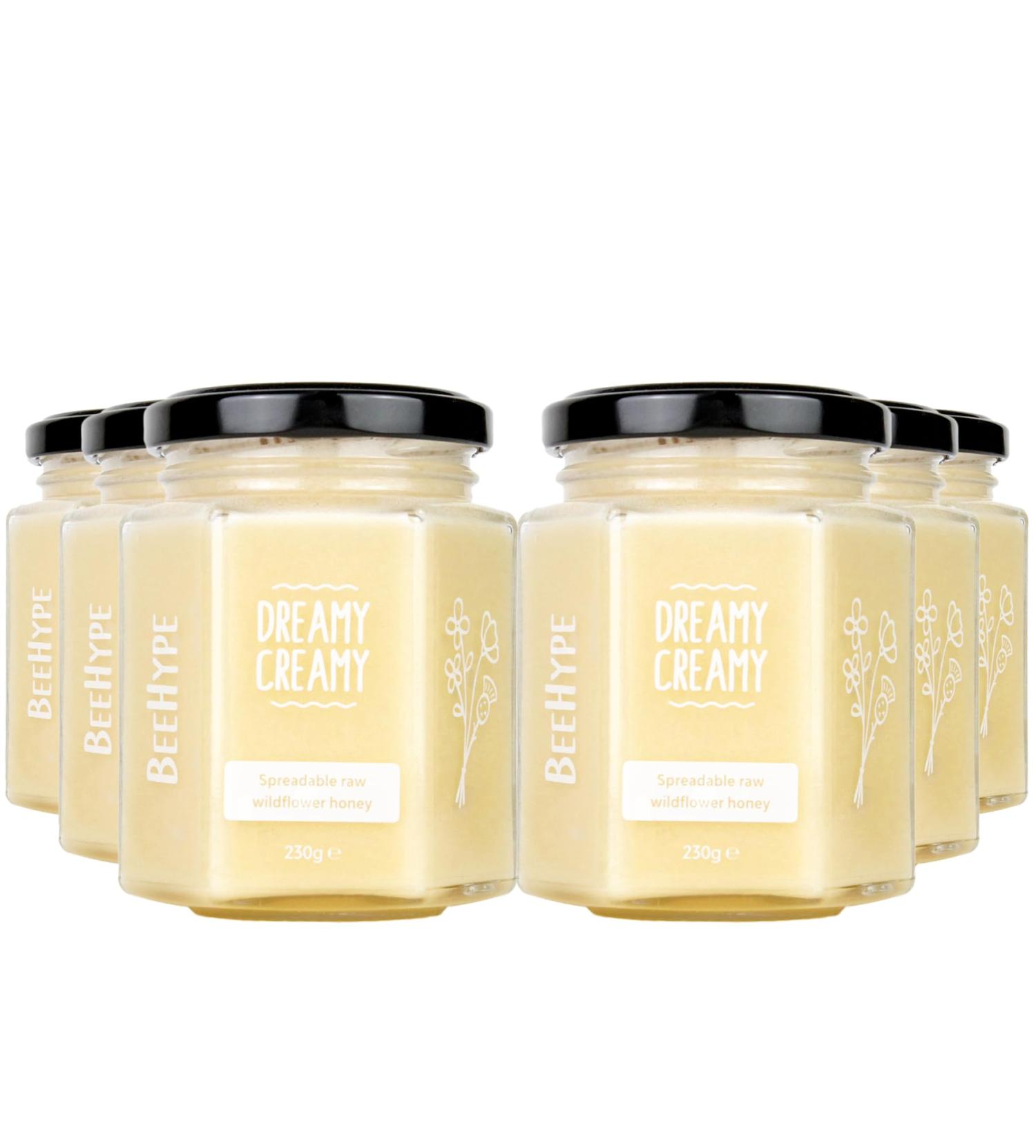 BeeHype - Dreamy Creamy 100% Pure Raw Natural Creamed Set Honey with Natural Enzymes Vitamins Minerals and Antioxidants 6 x 230g Dreamy Creamy Pack of 6 - Buy Online on GoSupps.com