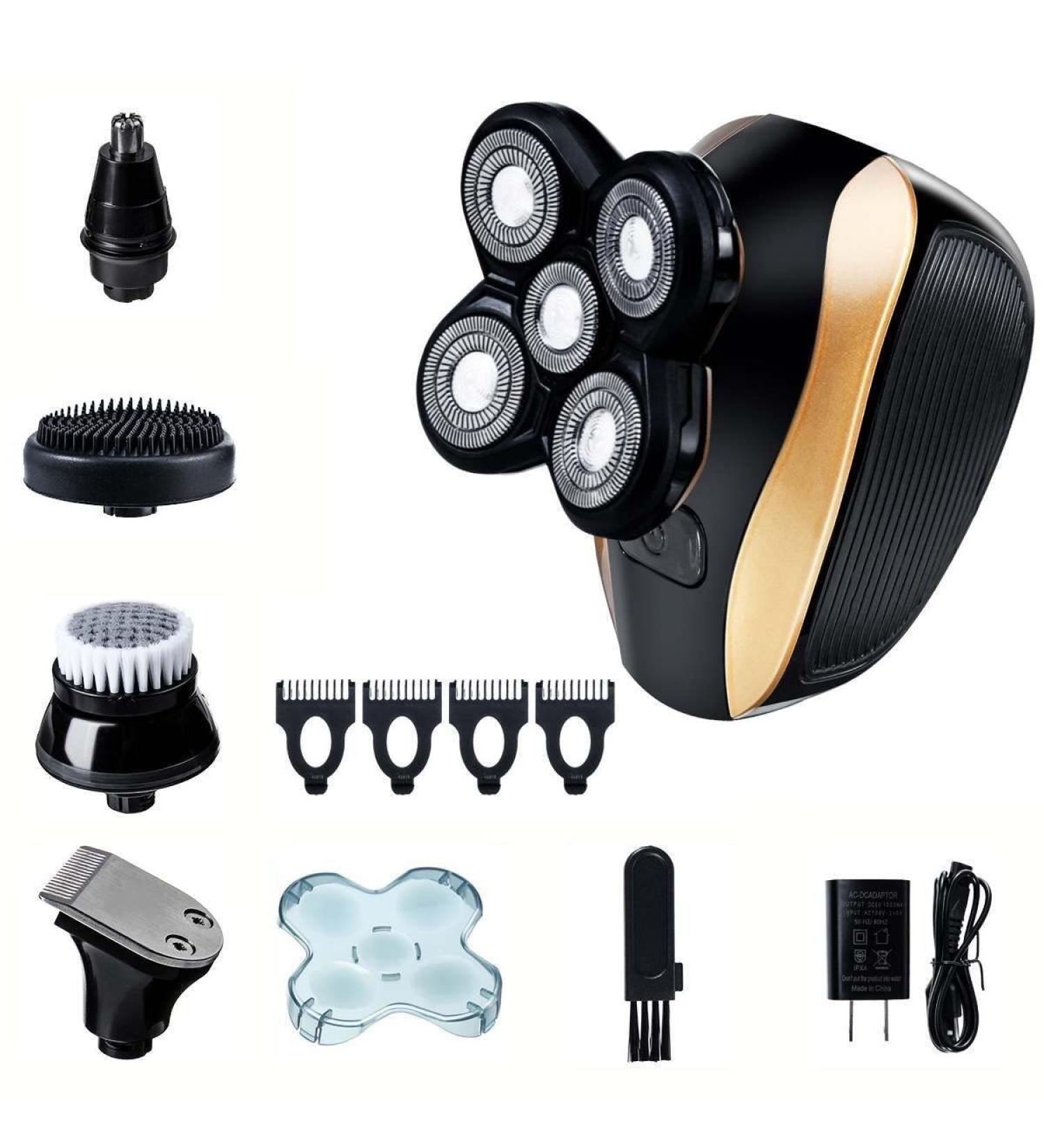 Top 5 in 1 Head Shaver for Bald Men - 5D Rechargeable Electric Razor with Floating Heads Hair Clipper Nose & Ear Trimmer | Best Facial Cleaning Brush - Buy Online on GoSupps.com