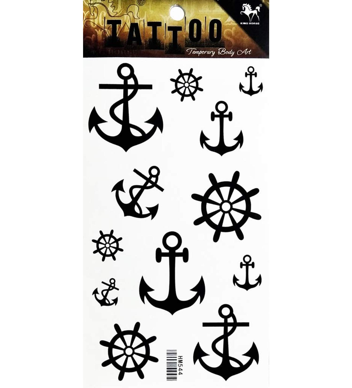 Nautical Anchor Waterproof Fake Tattoo Sticker - Sexy Sailor Ship Boat Design - Buy Online on GoSupps.com