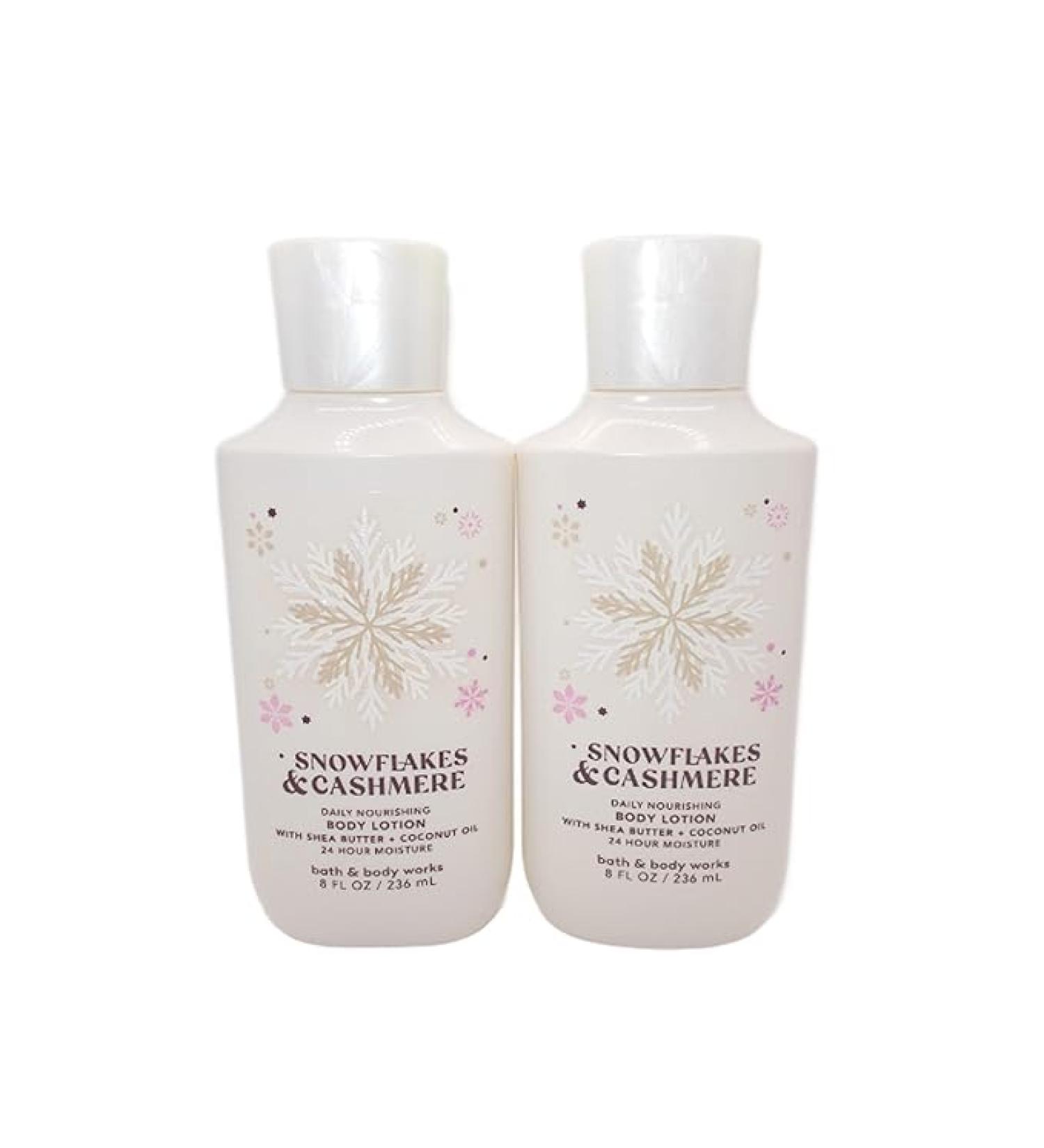 Bath and Body Works Snowflakes & Cashmere Super Smooth Body Lotion Sets Gift For Women 8 Oz -2 Pack (Snowflakes & Cashmere)