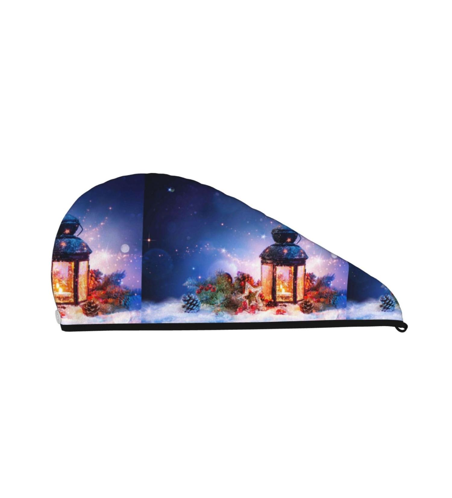 Hair Towel Wrap for Quick Drying - Christmas Lantern Design | Ultimate Hair Drying Turban - Buy Online on GoSupps.com