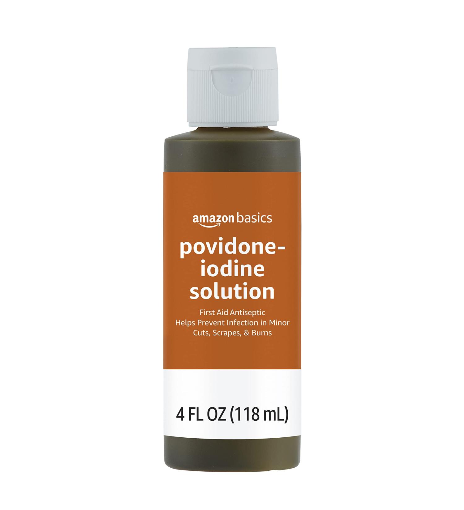 Amazon Basics 10% Povidone Iodine Solution 4 fl oz - First Aid Antiseptic | 1-Pack - Buy Online on GoSupps.com