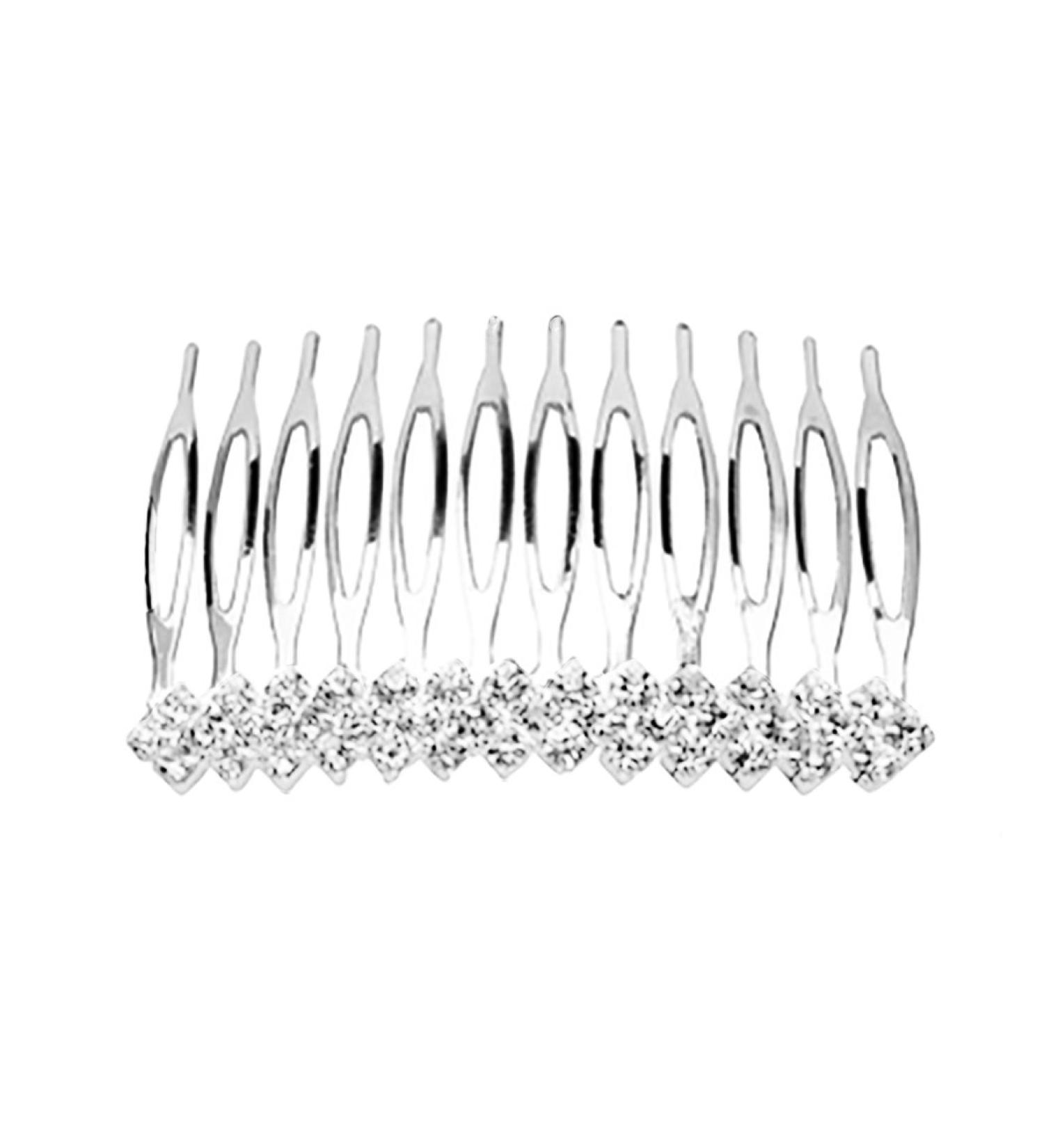 Rosemarie Collections Women's Silver Tone Small Crystal Embellished Hair Comb
