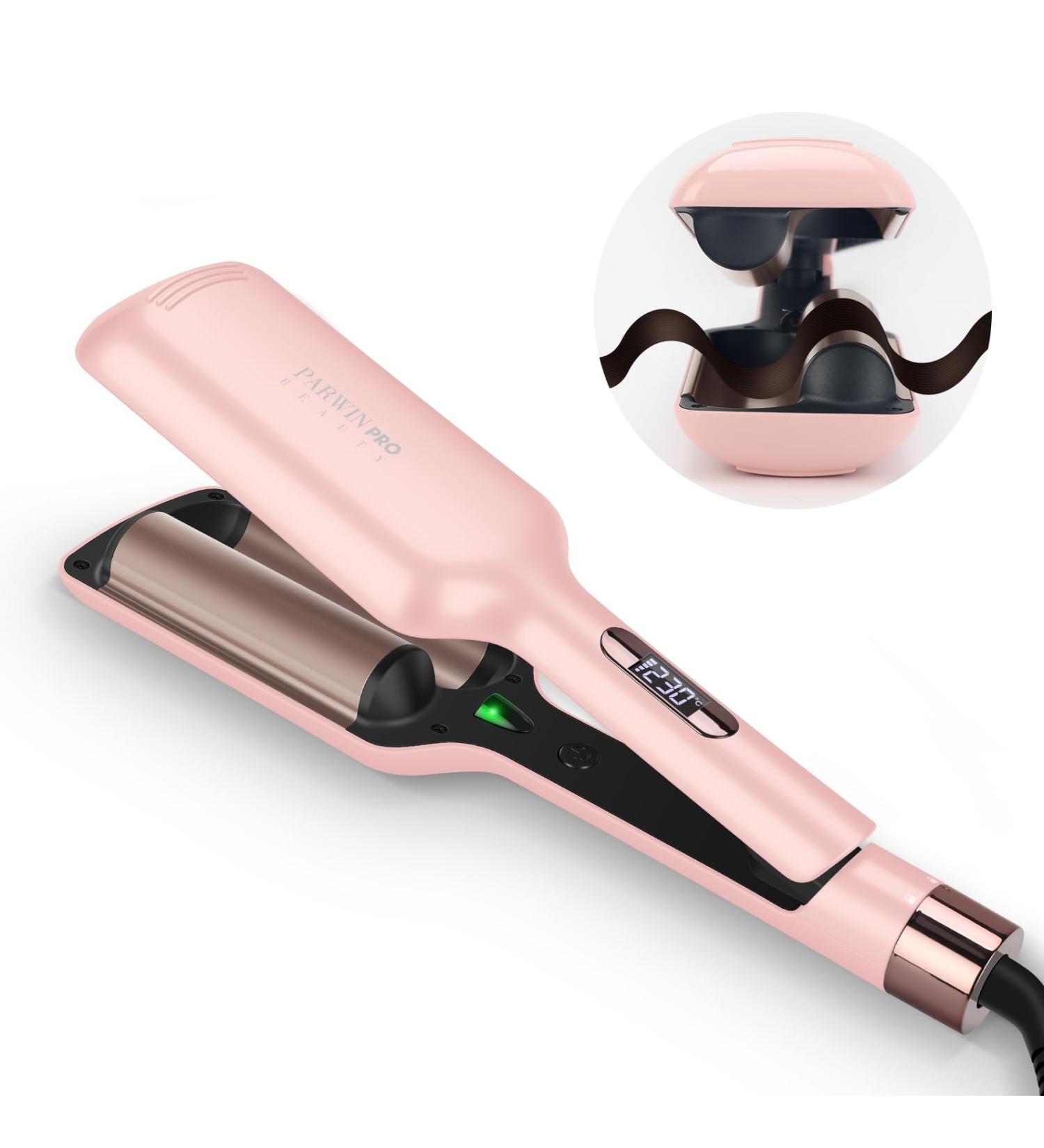 Parwin Pro Mermaid Waves Hair Curler - 32mm Curling Iron for Large Curls Adjustable Temperature Instant Waves (Pink) - International Shipping Available - Buy Online on GoSupps.com