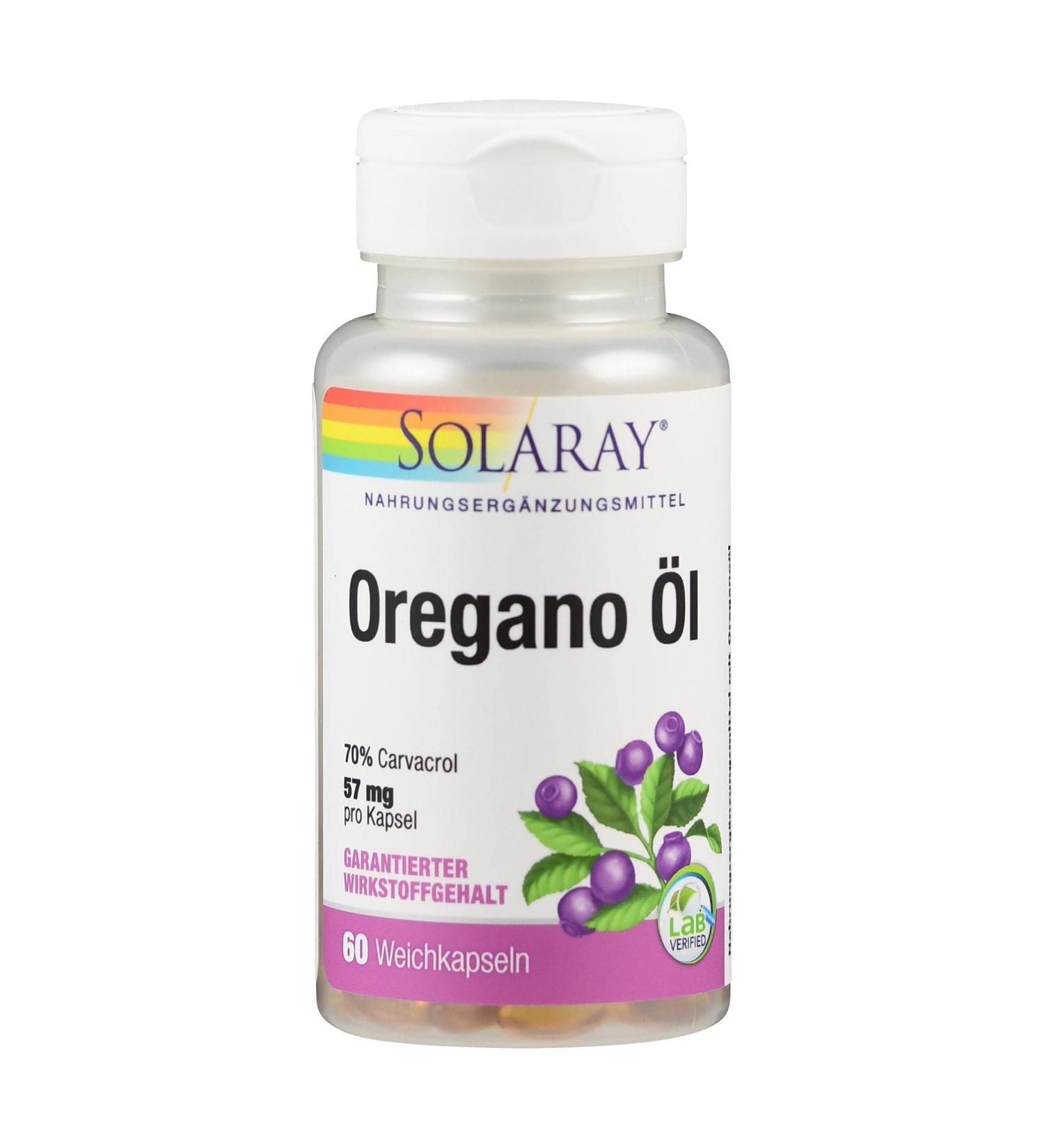 Solaray Oregano Oil 57mg | 70% Carvacrol | 60 Capsules | High Carvacrol Dietary Supplement | Laboratory Tested | Wild Harvested Antique Herb - Buy Online on GoSupps.com