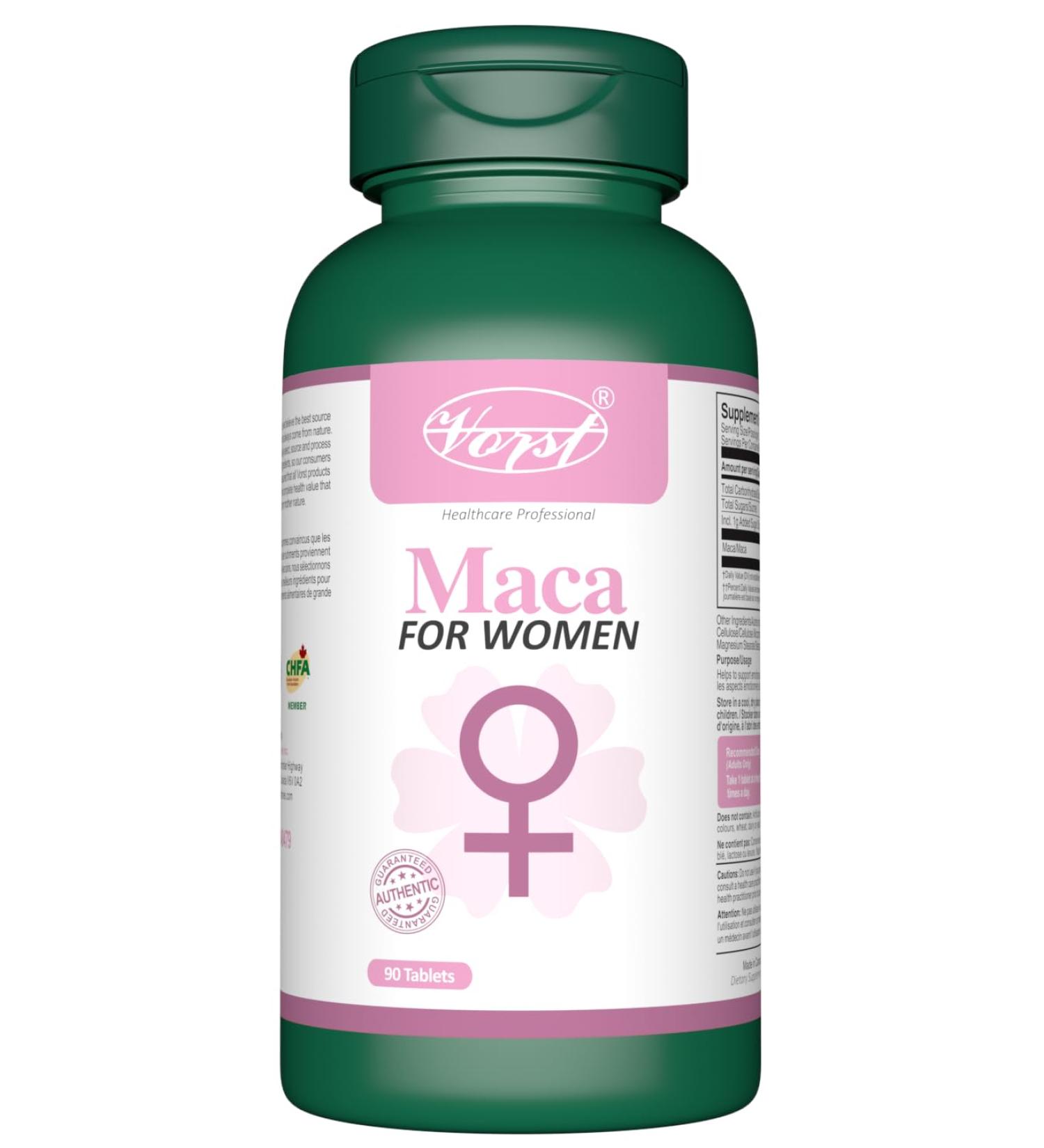 VORST Maca for Women 90 Vegan Tablets | Black Peruvian Maca Root Supplement | Hormones Balance | 1 Bottle 90 count (Pack of 1) - Buy Online on GoSupps.com