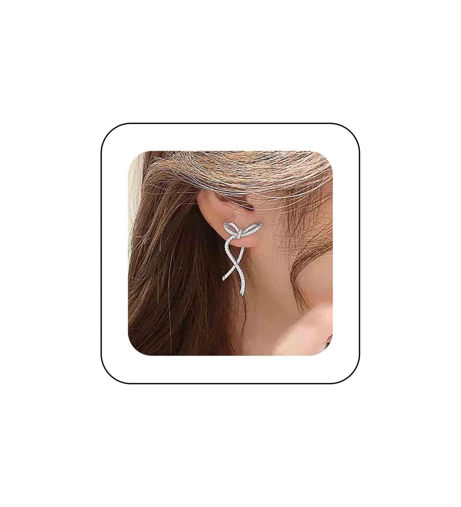 Shop Vintage Crystal Bow Earrings | Rhinestone Drop & Stud Earrings for Women - Gold & Silver - Buy Online on GoSupps.com