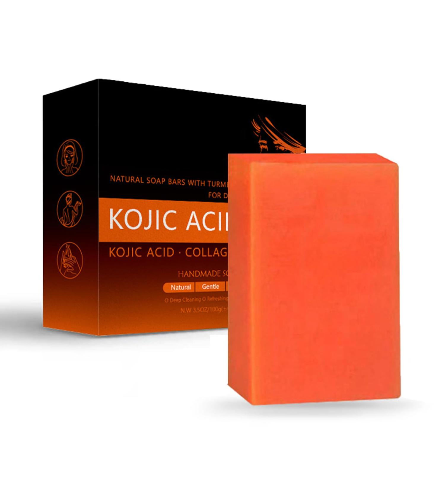 Kojic Acid Soap - Soap Bar for Face and Body - Moisturizing Turmeric Soap for Acne Blackheads Remover - Soap Bar for Deep Cleansing - with a Mesh Soap Pouch - Buy Online on GoSupps.com