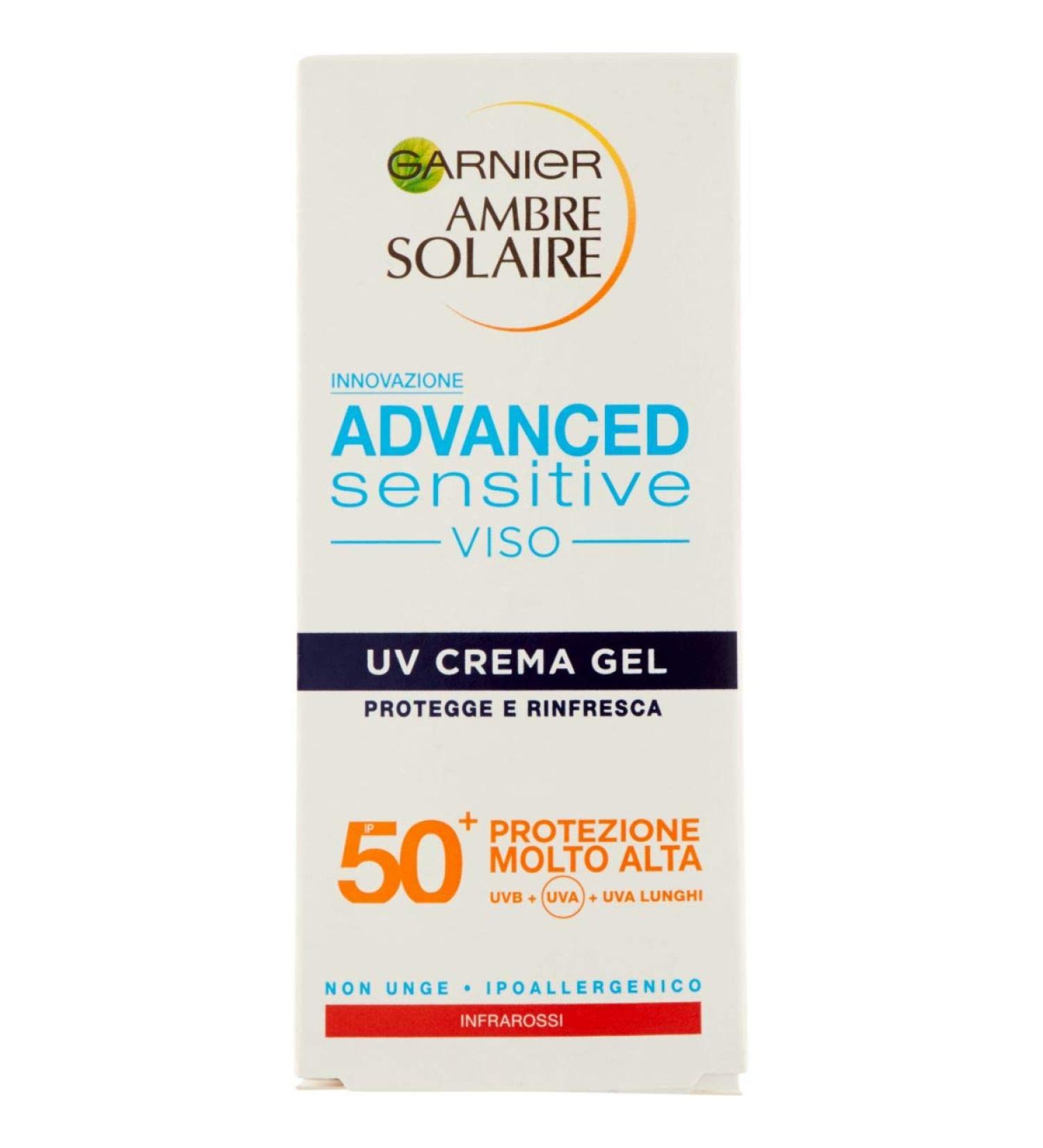 Garnier Ambre Solaire UV Gel Face Cream SPF 50+ | Advanced Sensitive Skin Protection | 50 ml - Buy Online Internationally - Buy Online on GoSupps.com