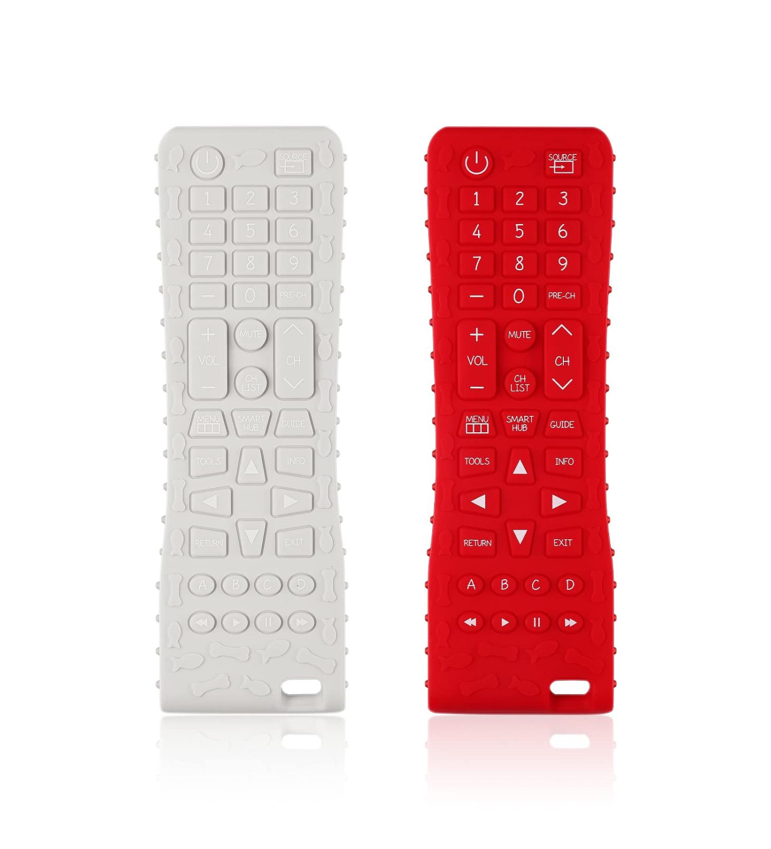 ToyMis 2pcs Silicone Baby Teething Toys for Babies | Soft Gum Relief Remote Teething Toy - Red Milk White - Buy Online on GoSupps.com