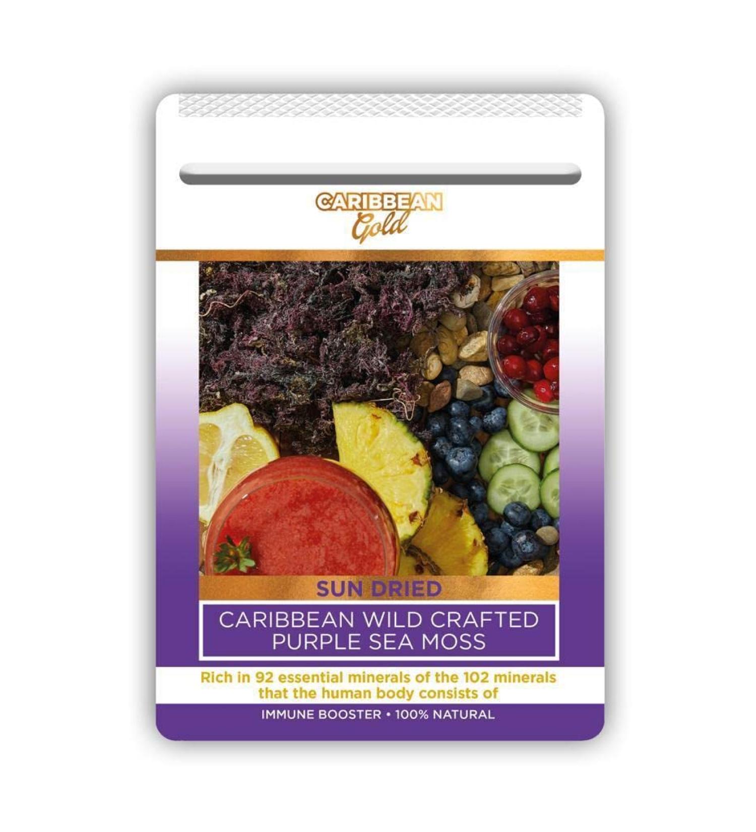Caribbean Gold Sun Dried Wild Crafted Purple Sea Moss 50g and 100g (100g)