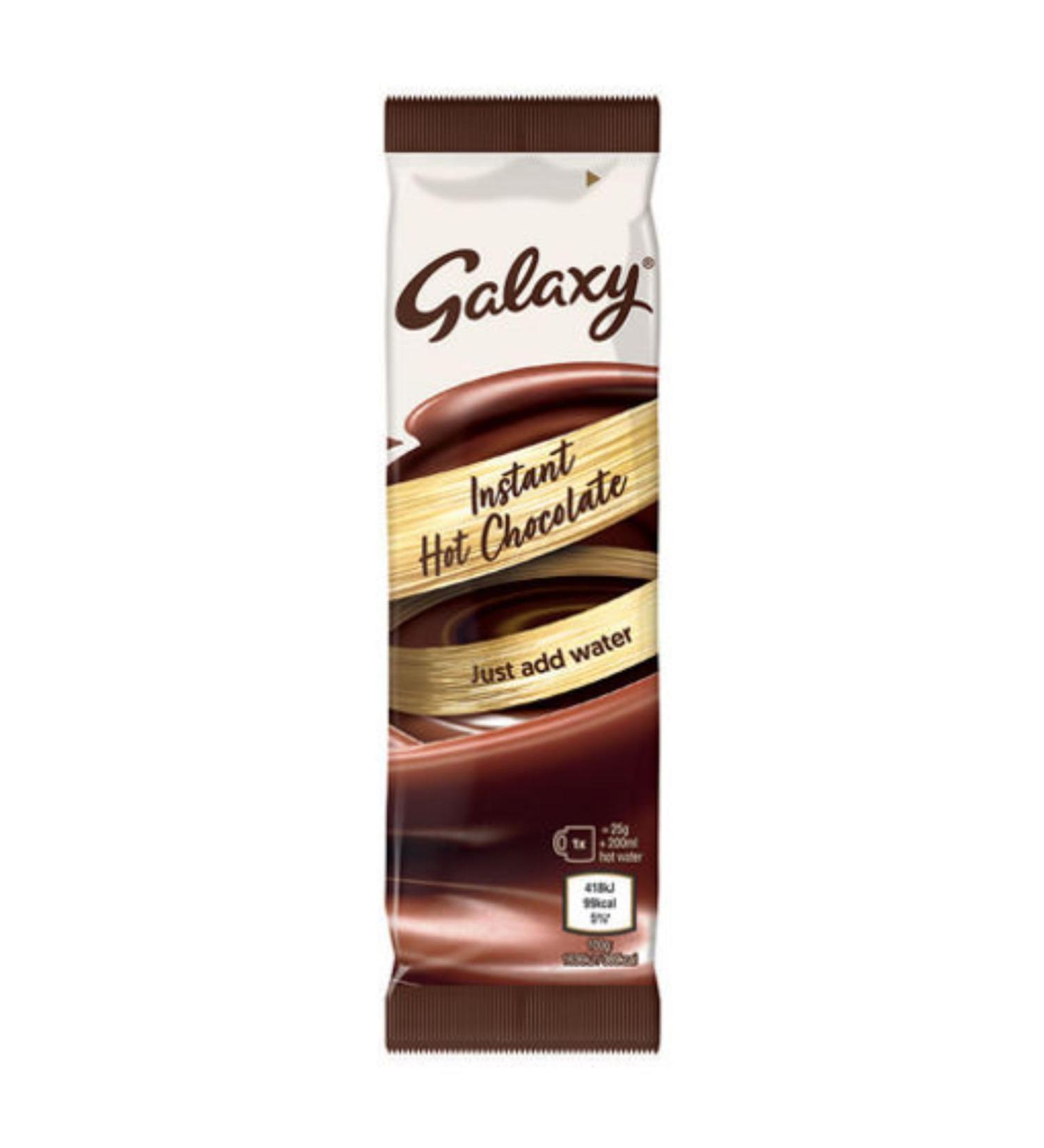 Galaxy Instant Hot Chocolate Sticks (50x25g) Hot Chocolate Stick. hot chocolate drink A delicious & indulgent hot chocolate drink with the taste of Galaxy.