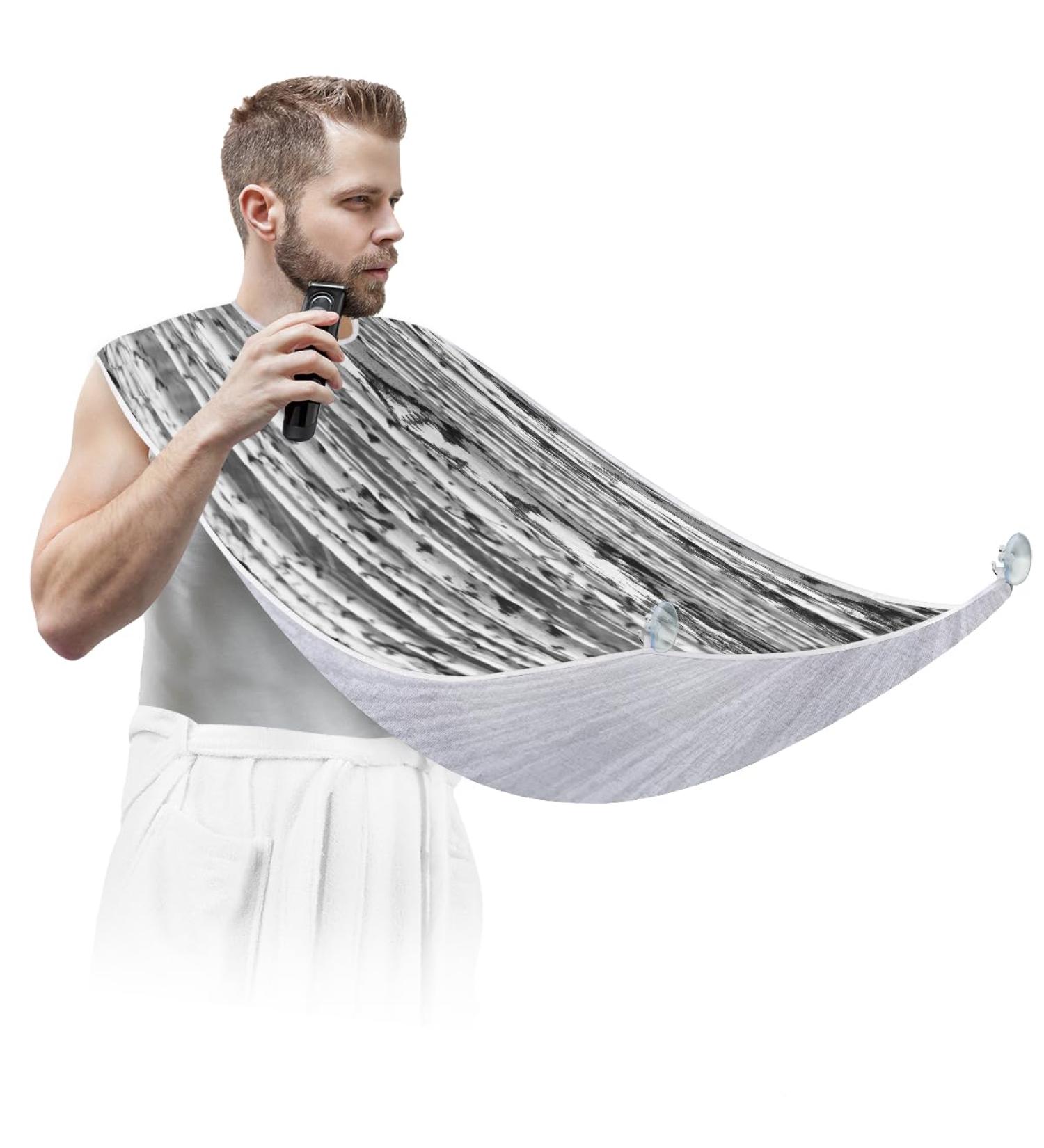 Shark Pattern Beard Bib for Men | Waterproof Hair Catcher & Grooming Cloth - International Shipping Available - Buy Online on GoSupps.com
