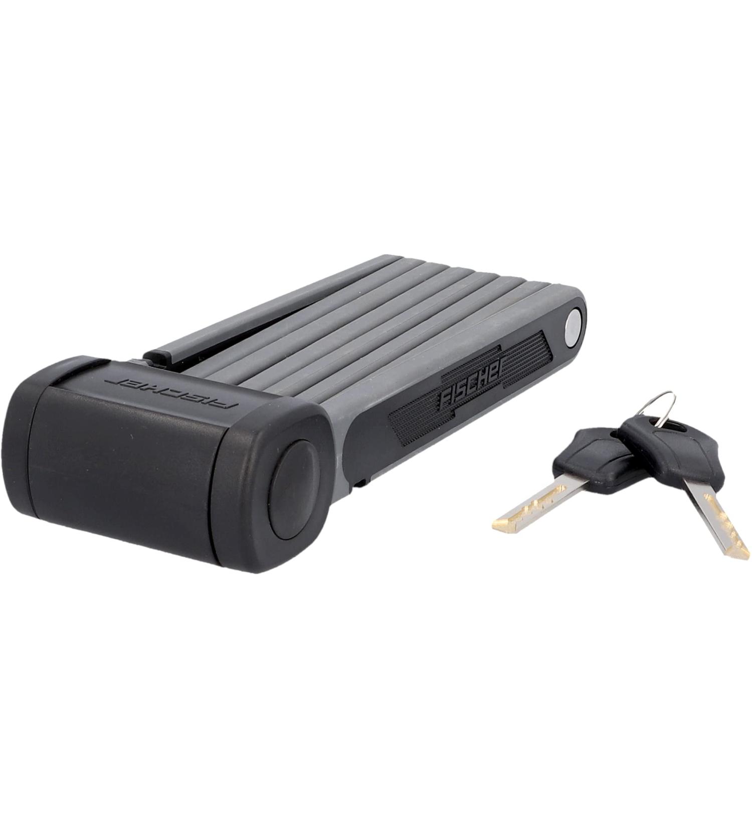 Fischer PROTEC FKS85 Soft-Touch Folding Bicycle Lock | 85 cm 2 Keys Black | Secure International Shipping - Buy Online on GoSupps.com