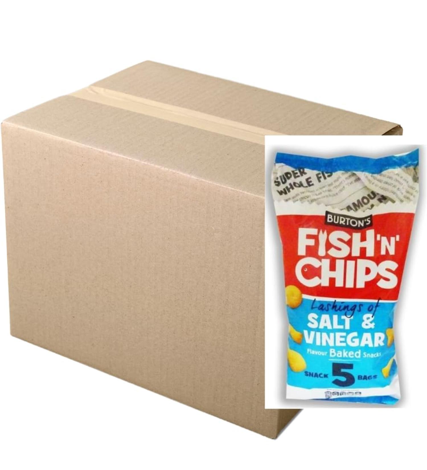 Burton's Fish & Chips Salt & Vinegar Delicious Baked Snack Treat | abFinds Mug (16 Pack) 25.00 g (Pack of 5)