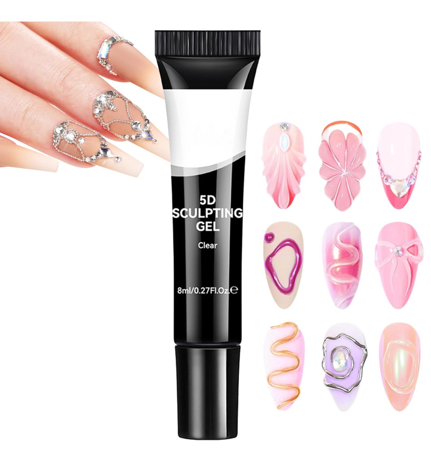 Sculpting Nail Gel 5D Clear Nail Art Gel - Transparent Manicure Supplies for Beginners Women and Events - Buy Online on GoSupps.com