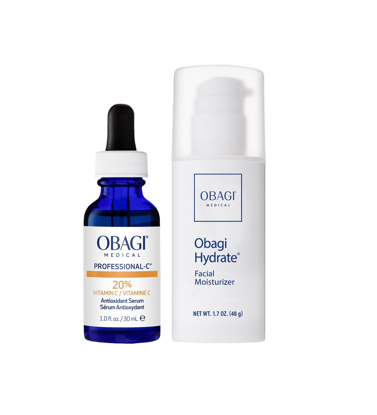 Obagi Professional-C 20% Vitamin C Serum & Hydrate Facial Moisturizer Bundle Brightens Skin Tone Minimize the Appearance of Fine Lines & Wrinkles & Combat Skin Dryness - Buy Online on GoSupps.com