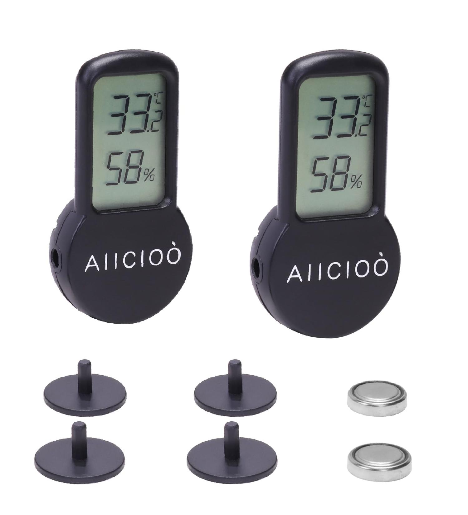 Aiicioo Terrarium Thermo-Hygrometer 2-Pack | Digital Battery-Operated Temperature & Humidity Meter for Aquariums & Greenhouses - Buy Online on GoSupps.com