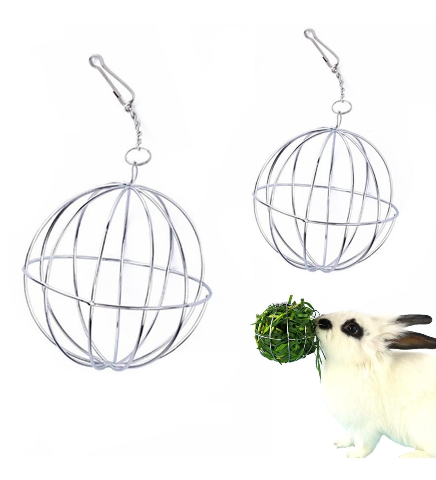 2 Pieces Rabbit Hay Feeder Rabbit Hay Ball Stainless Rabbit Grass Ball Pet Hay Rack Bowl Accessories for Guinea Pig Small Animal Pet - Buy Online on GoSupps.com
