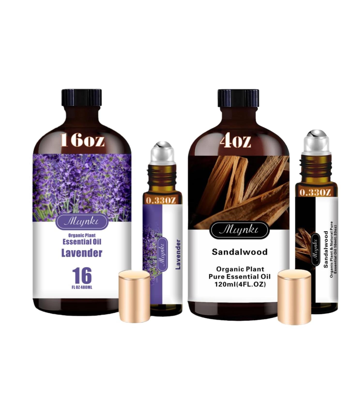 Lavender & Sandalwood Essential Oils Set 16oz & 4oz Pure Natural Scent for Diffusers Aromatherapy Meditation Skin Care & Spiritual Wellness Gift Set - Buy Online on GoSupps.com