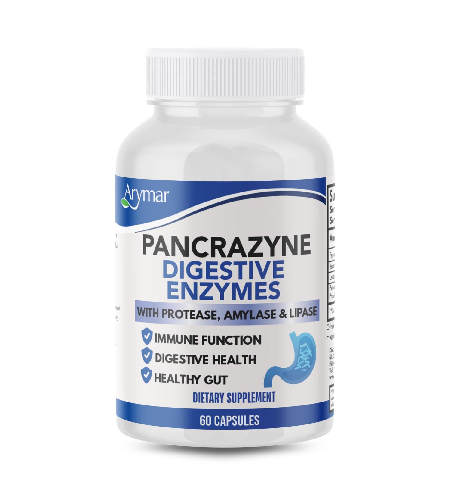 Arymar Pancrazyne Probiotics Digestive Enzymes with Amylase Protease Lipase & Lactobacillus Gut Health & Digestive Support Supplement 60 Capsules - Buy Online on GoSupps.com
